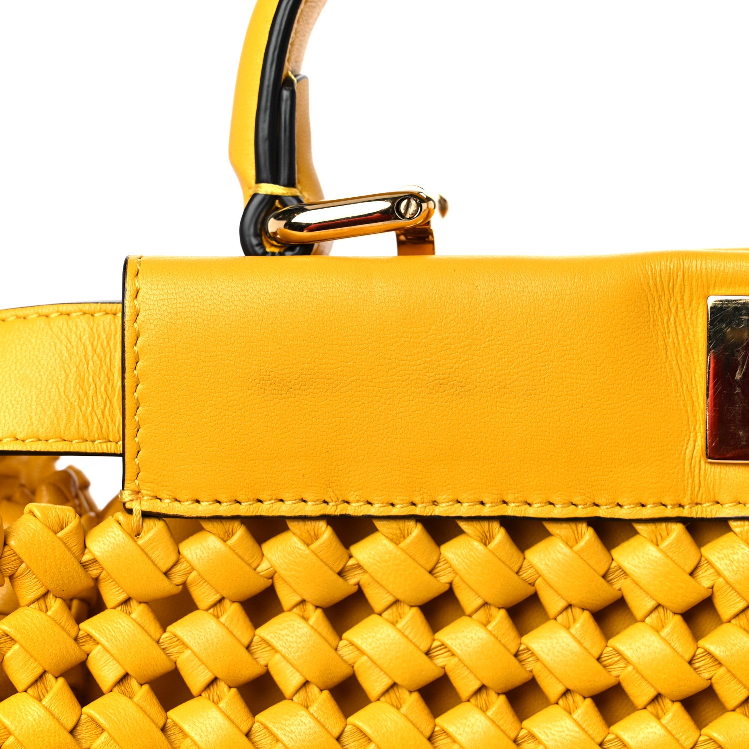 Fendi Nappa Matisse Intreccio Medium Peekaboo Iconic Satchel Mimosa 17 of 17