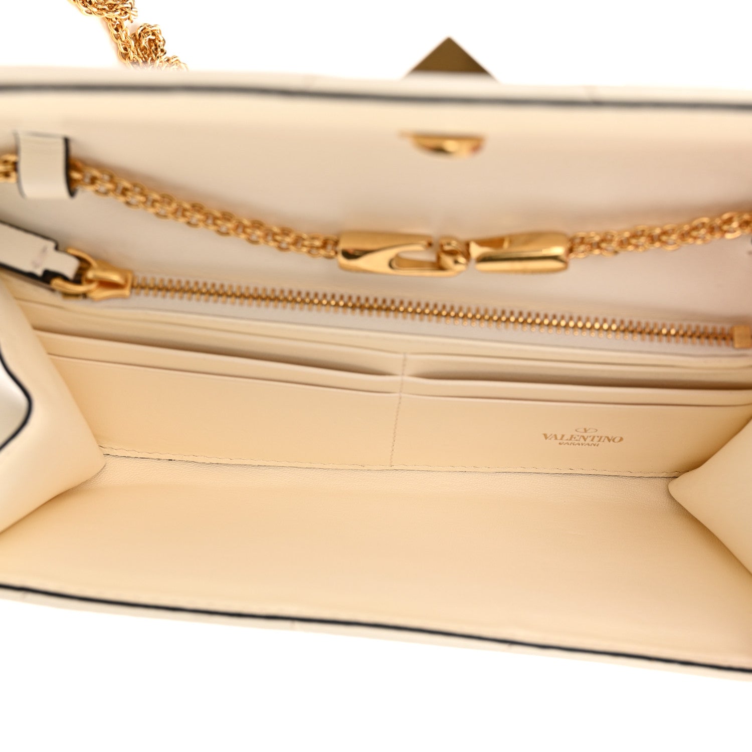 Valentino Garavani Nappa Roman Stud Wallet on Chain Ivory 5 of 14