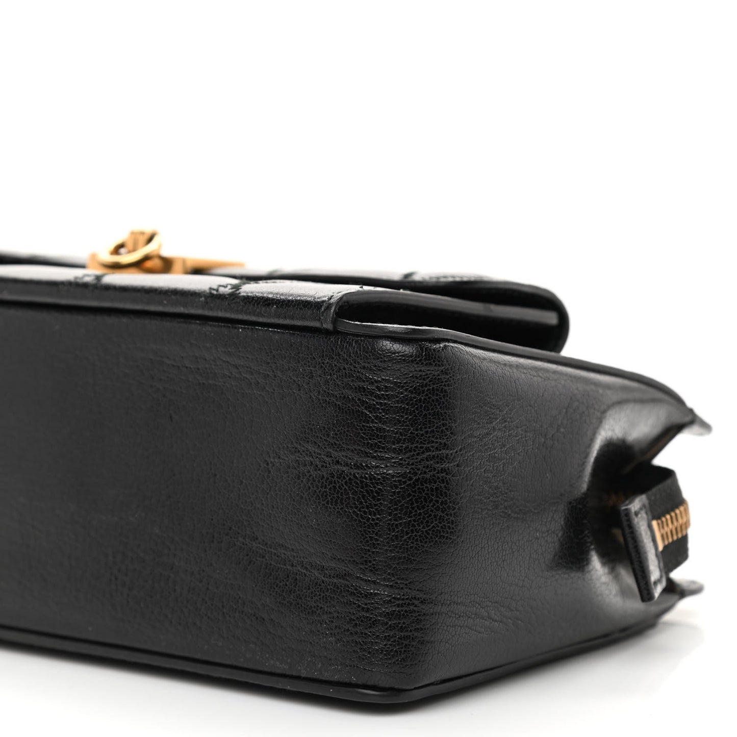 Goatskin Diamond Quilted Pocket Crossbody Black