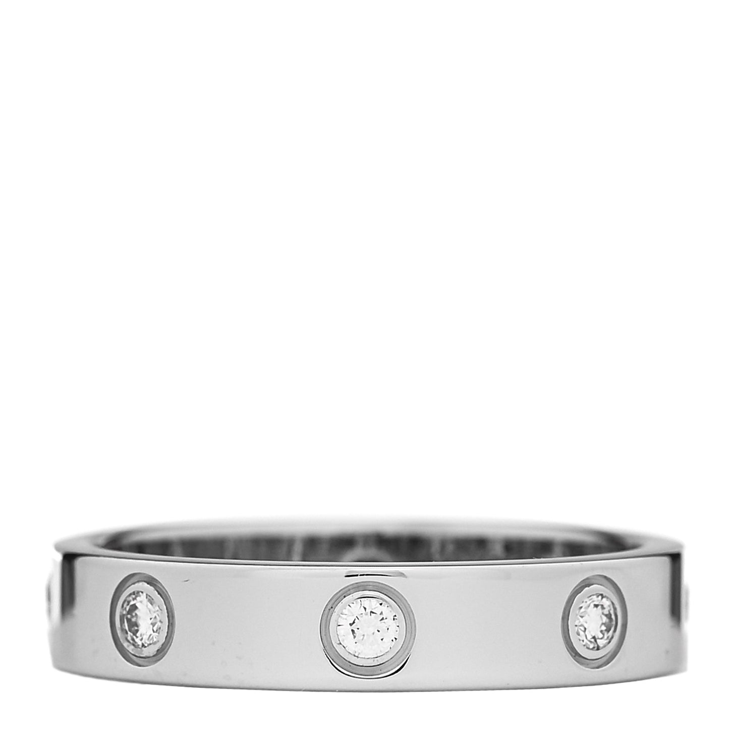 18K White Gold 8 Diamond 4mm Wedding Band LOVE Ring 54 6.75