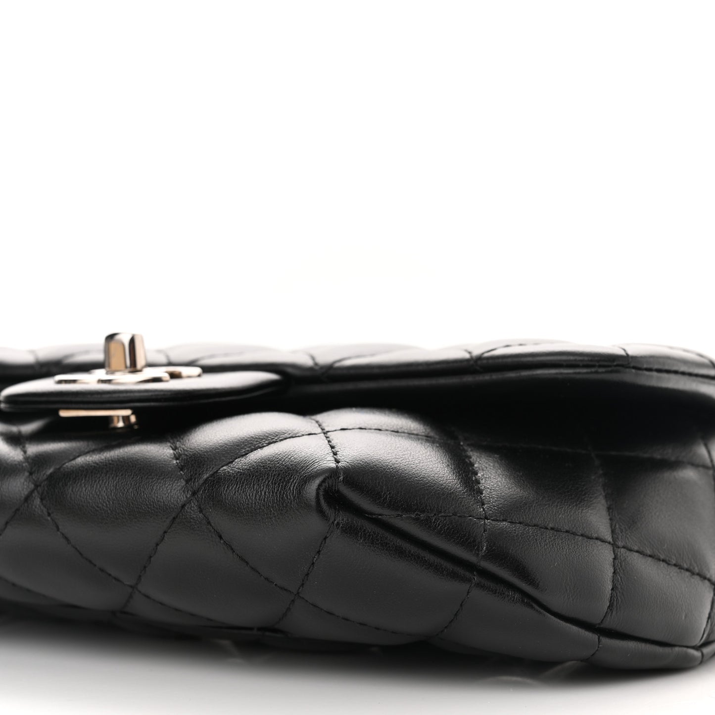 Calfskin Quilted CC Uniform Flap Belt Bag Black