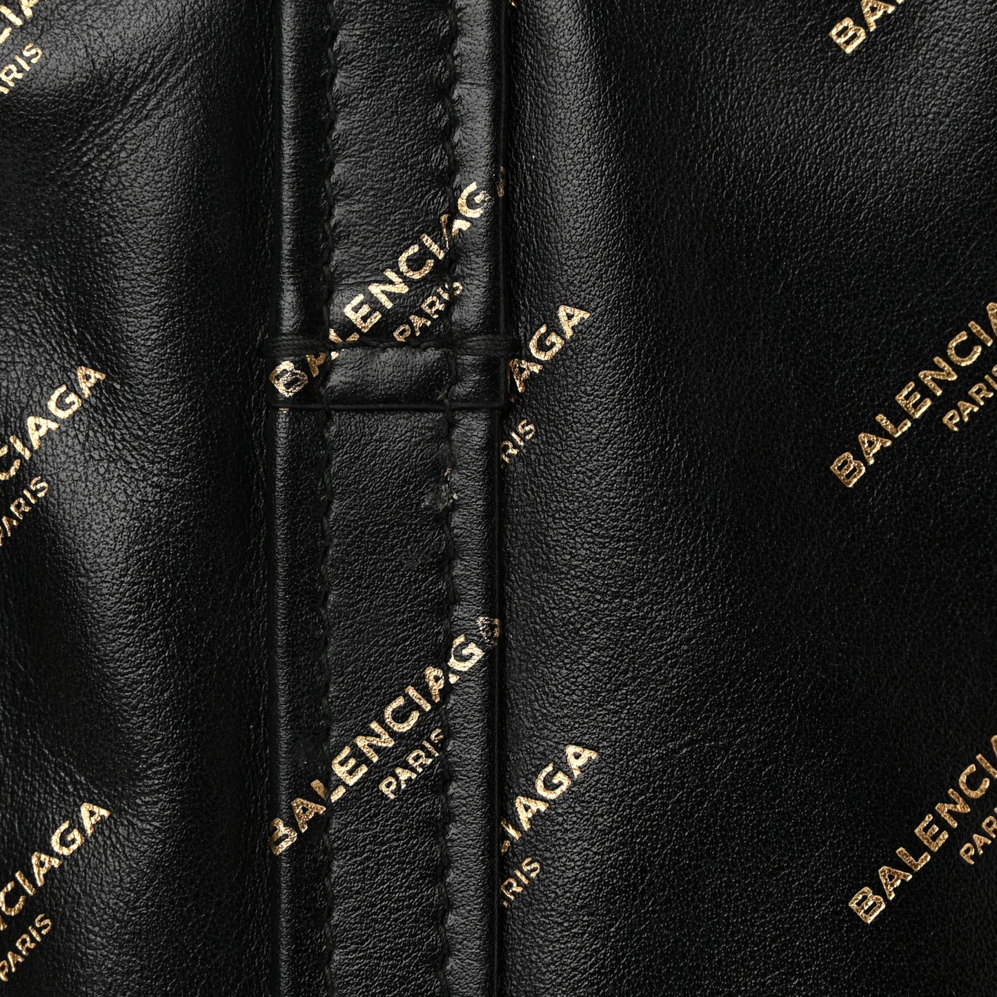 Calfskin Allover Logo XS Bazar Shopper Tote Black Gold