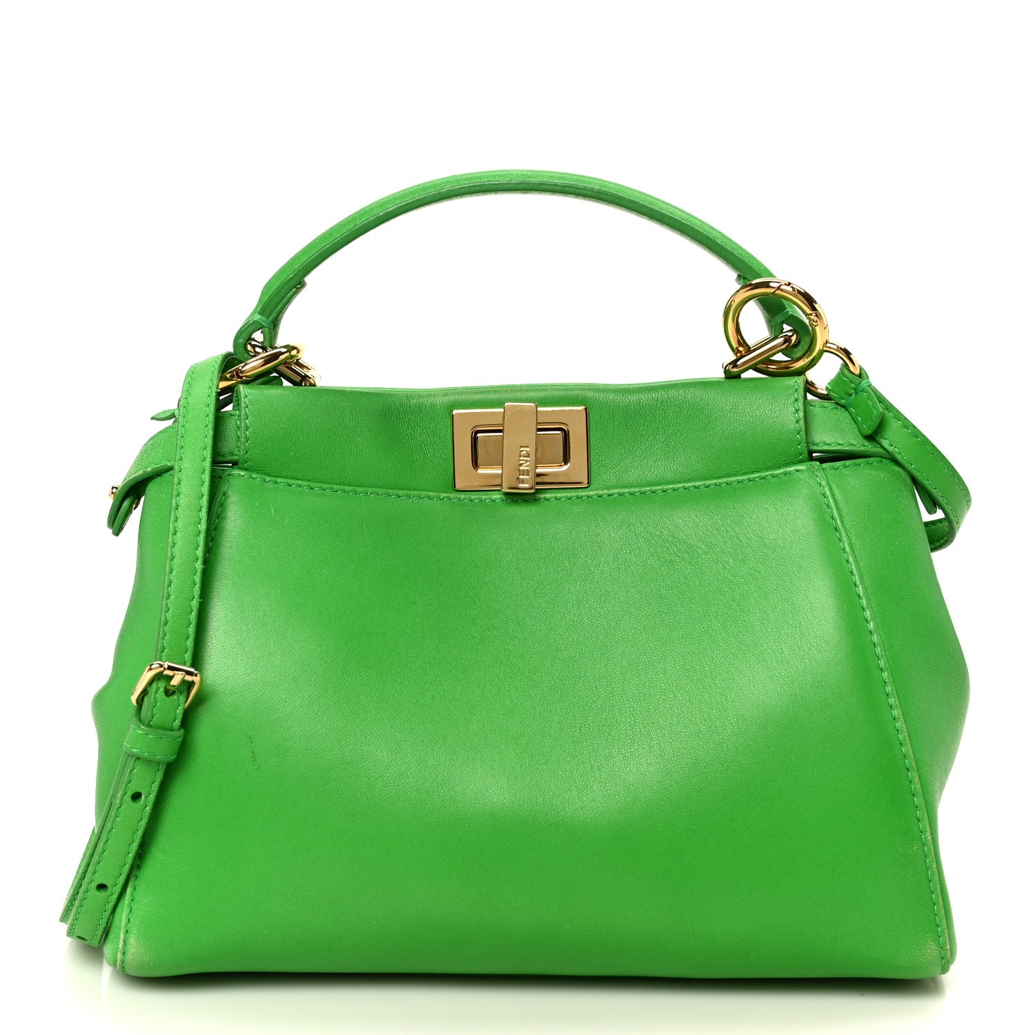 Ｖ−FIN(グリーン） Fendi Nappa Mini Peekaboo Iconic Satchel Tomatillo 1891161