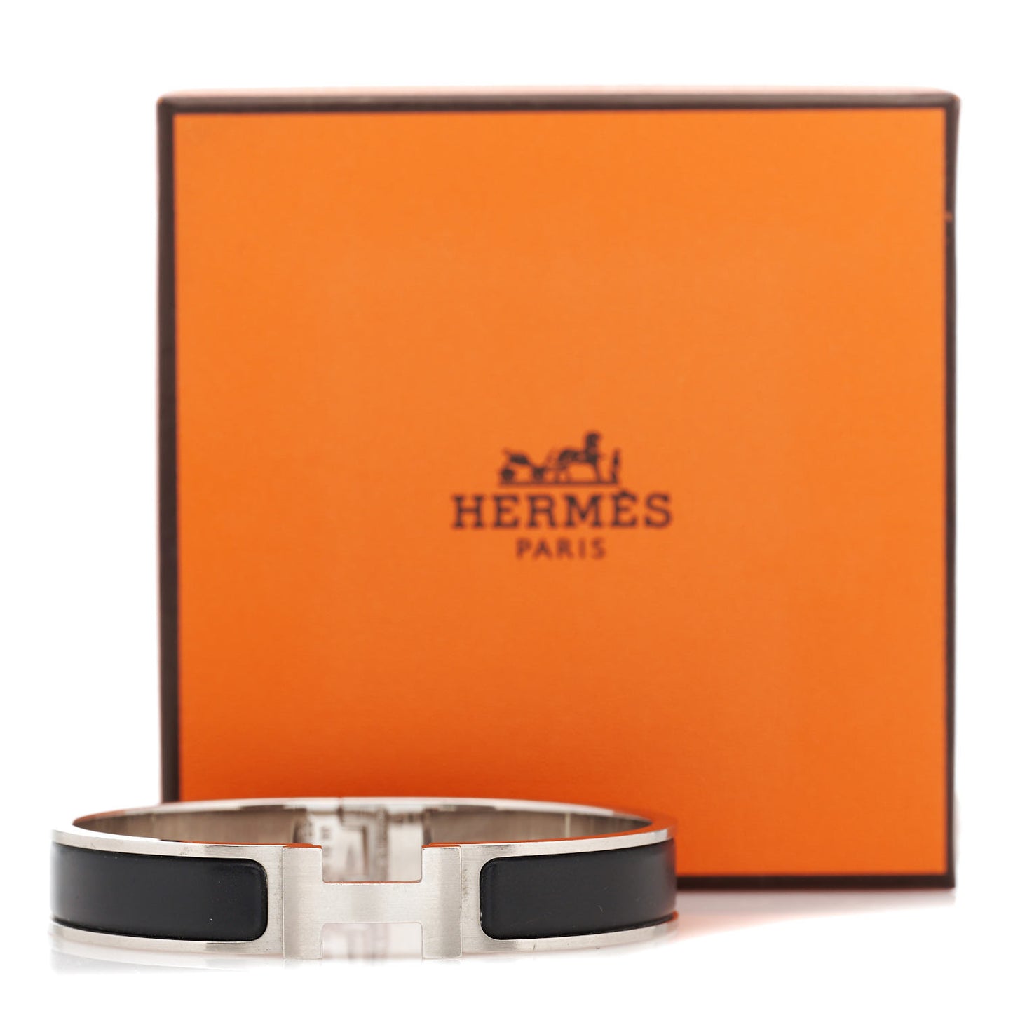 Matte Enamel Narrow Clic Clac HH Bracelet GM Black