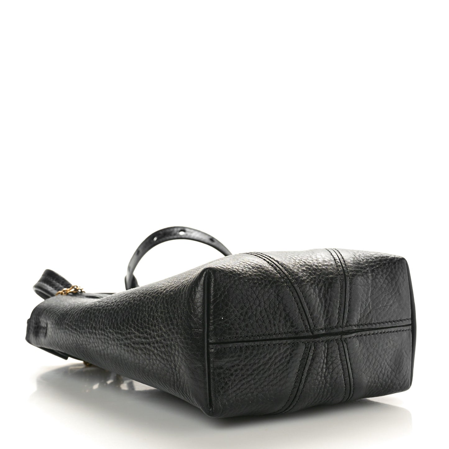 Grained Calfskin Small Spin Tote Black