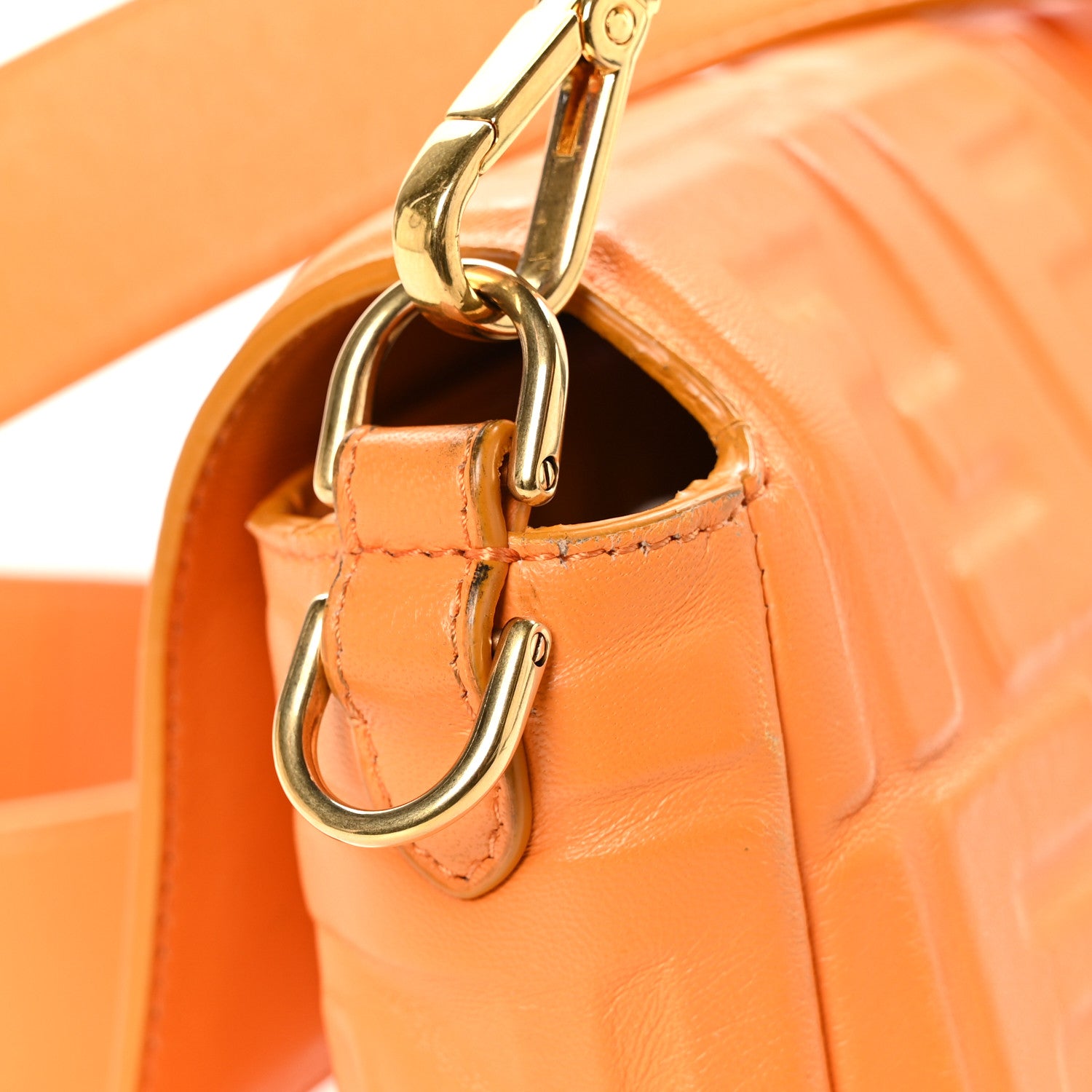 Fendi Nappa FF 1974 Embossed Baguette Clementine 13 of 14