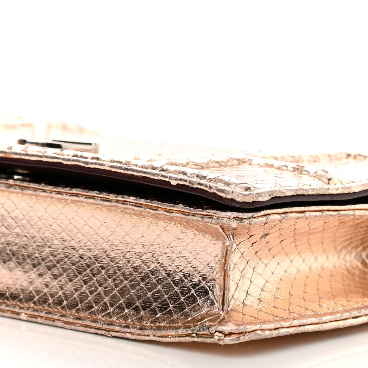 Snakeskin Diorama Wallet on Chain Pouch Rose Gold