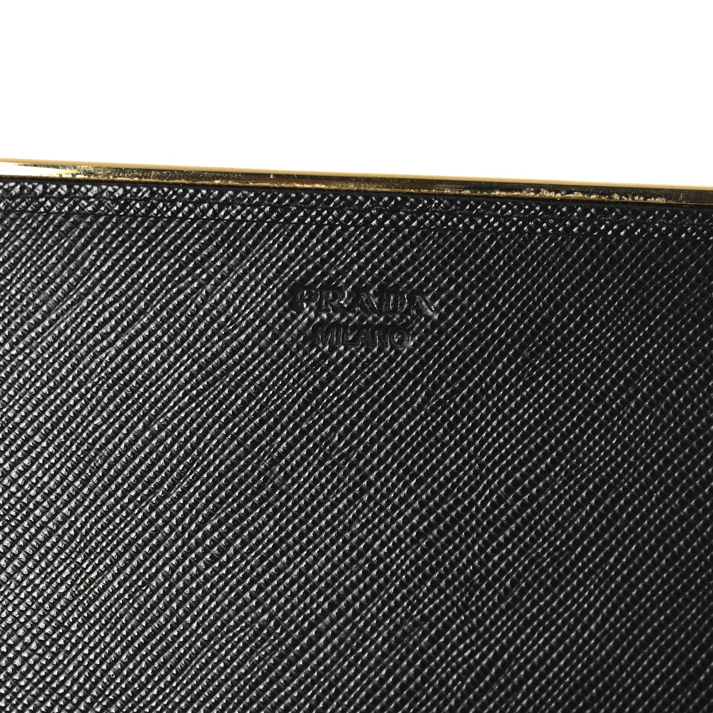 Saffiano Metal Bar Flap Wallet Black