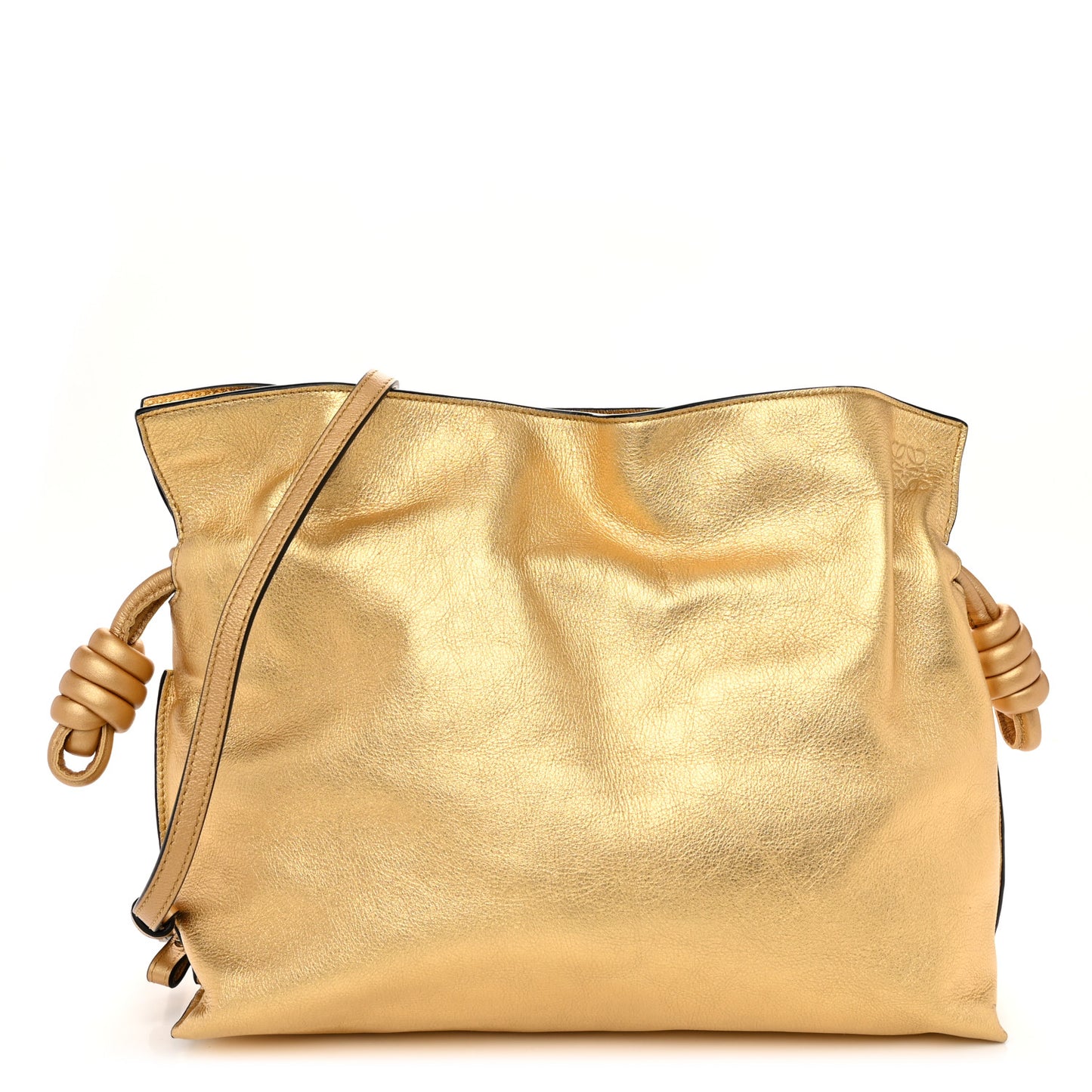 Metallic Lambskin Medium Flamenco Knot Gold