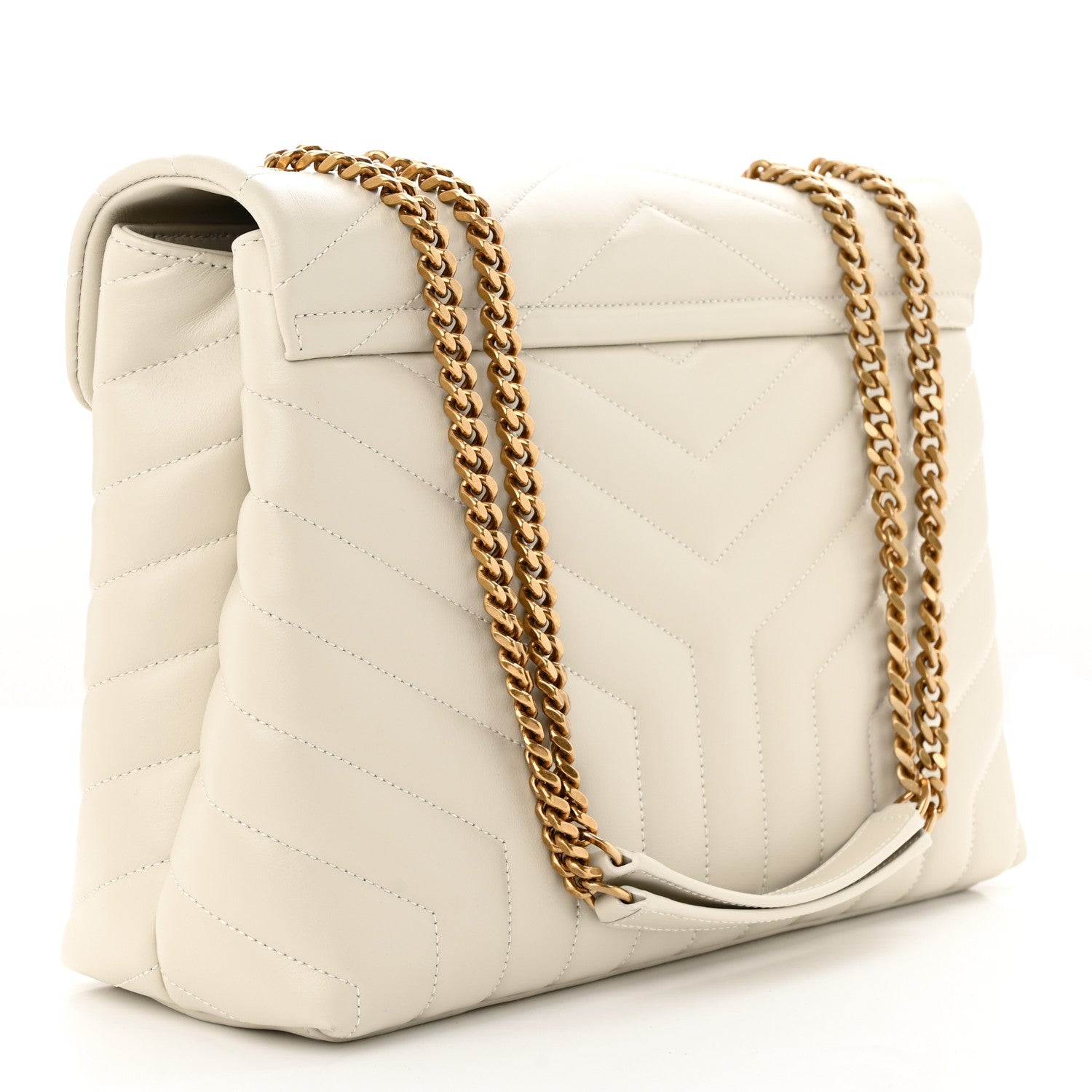 Saint Laurent Calfskin Y Quilted Monogram Medium Loulou Chain Satchel Crema Soft 3 of 11