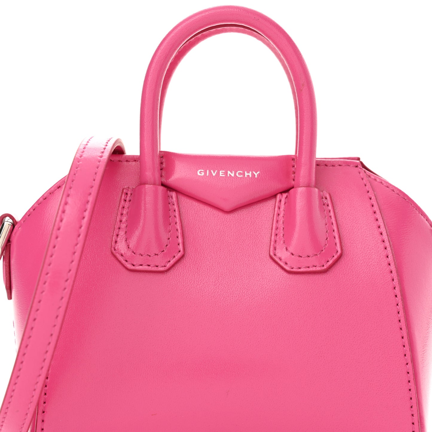 Shiny Lord Calfskin Micro Antigona Neon Pink
