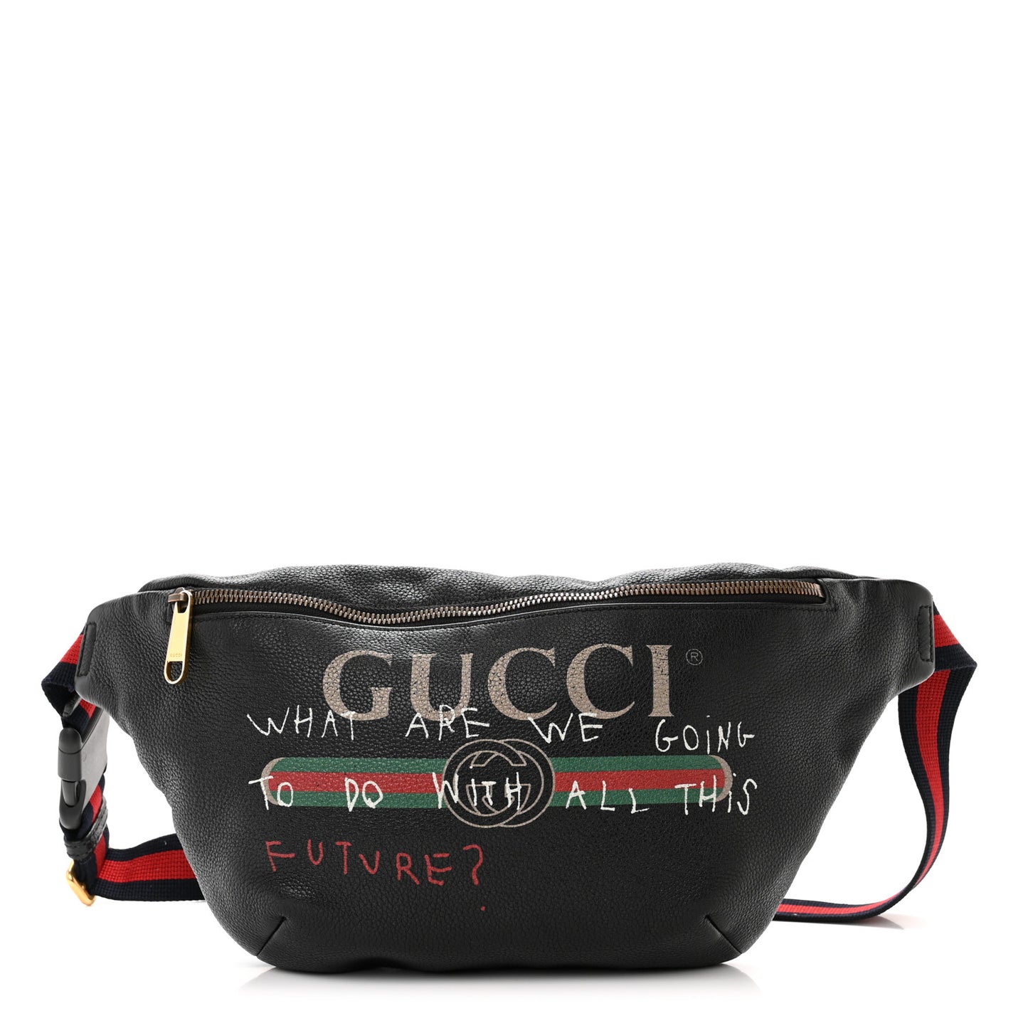 Grained Calfskin Coco Capitan Logo Belt Bag Black