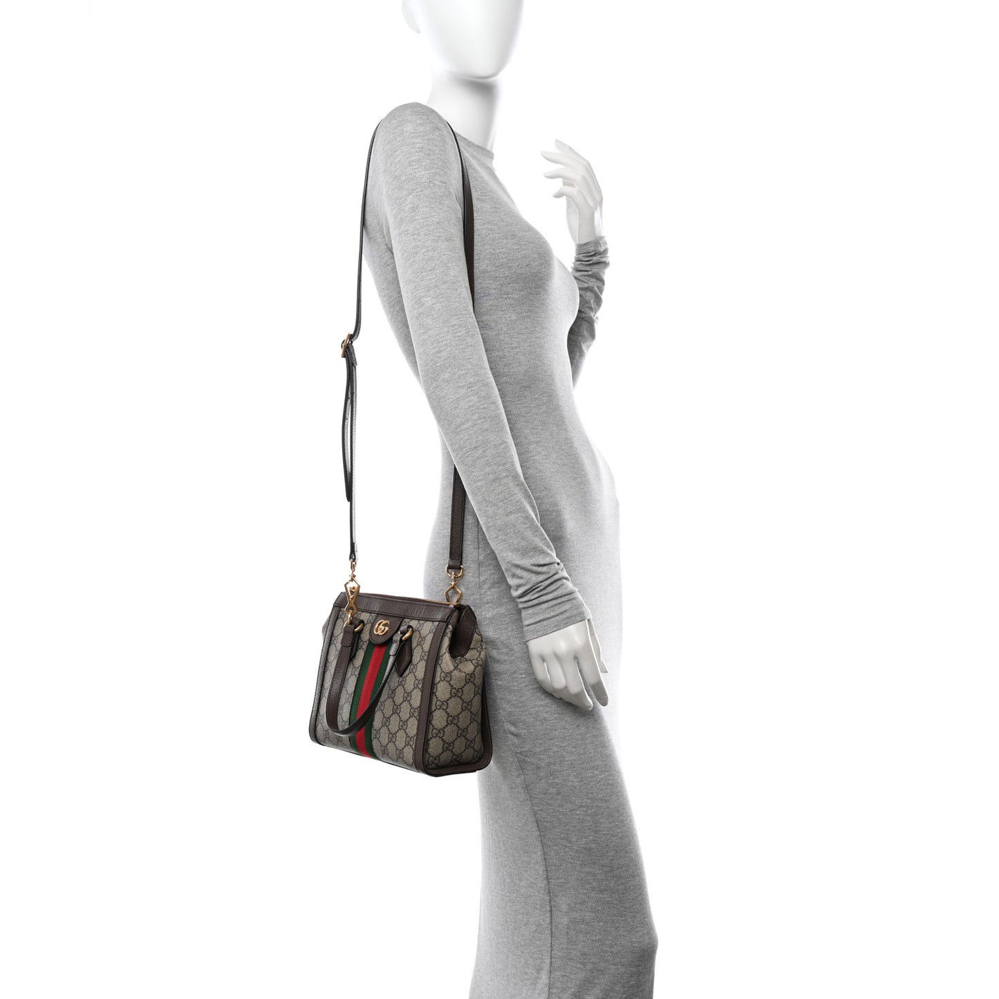 GG Supreme Monogram Small Ophidia Tote Bag Brown