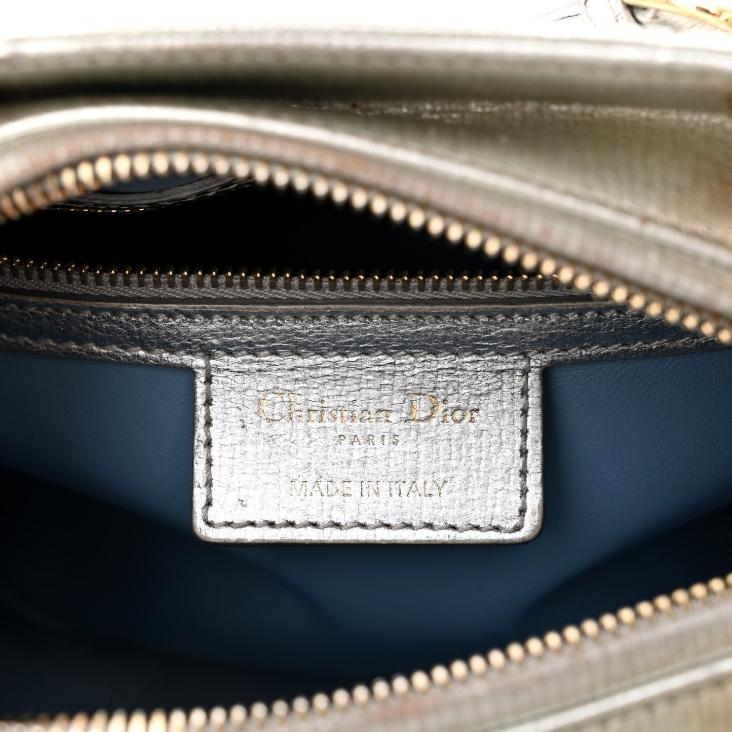 Metallic Calfskin Embroidered Lady Dior Silver Multicolor