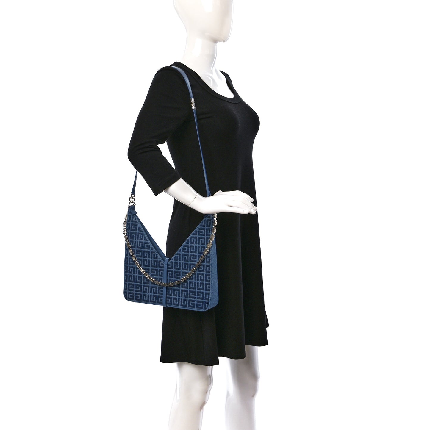 Denim Small Cut Out Chain Bag Medium Blue