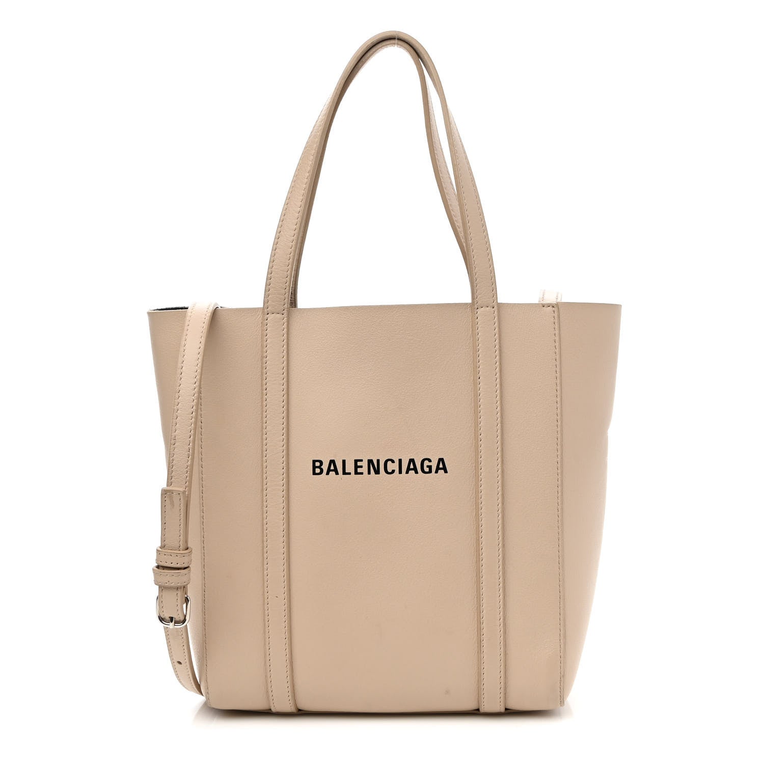 Balenciaga Smooth Calfskin Logo XXS Everyday Tote Light Beige Black 1 of 10