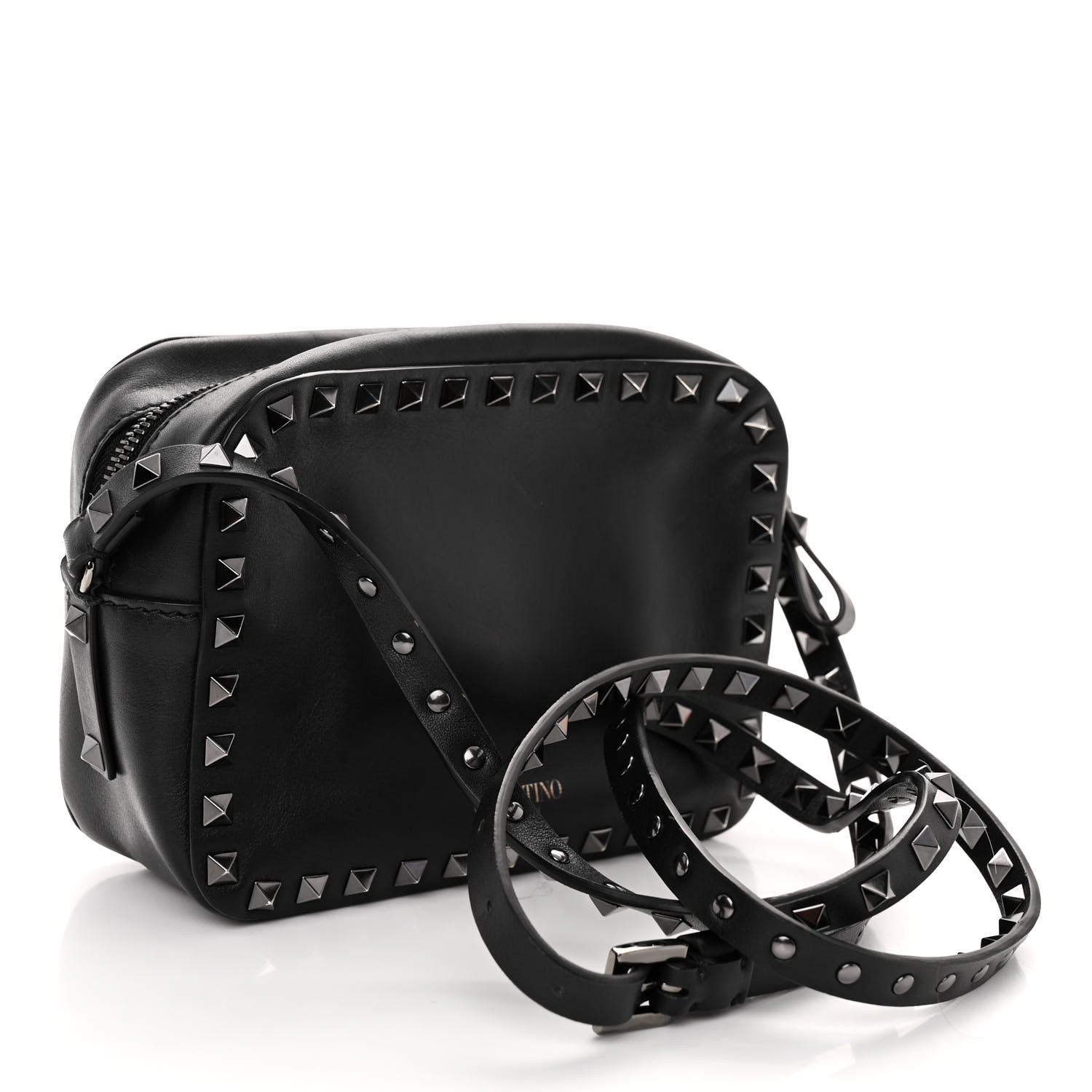 Valentino Garavani X UNDERCOVER Calfskin Rockstud Rose Print Camera Crossbody Bag Black 3 of 11