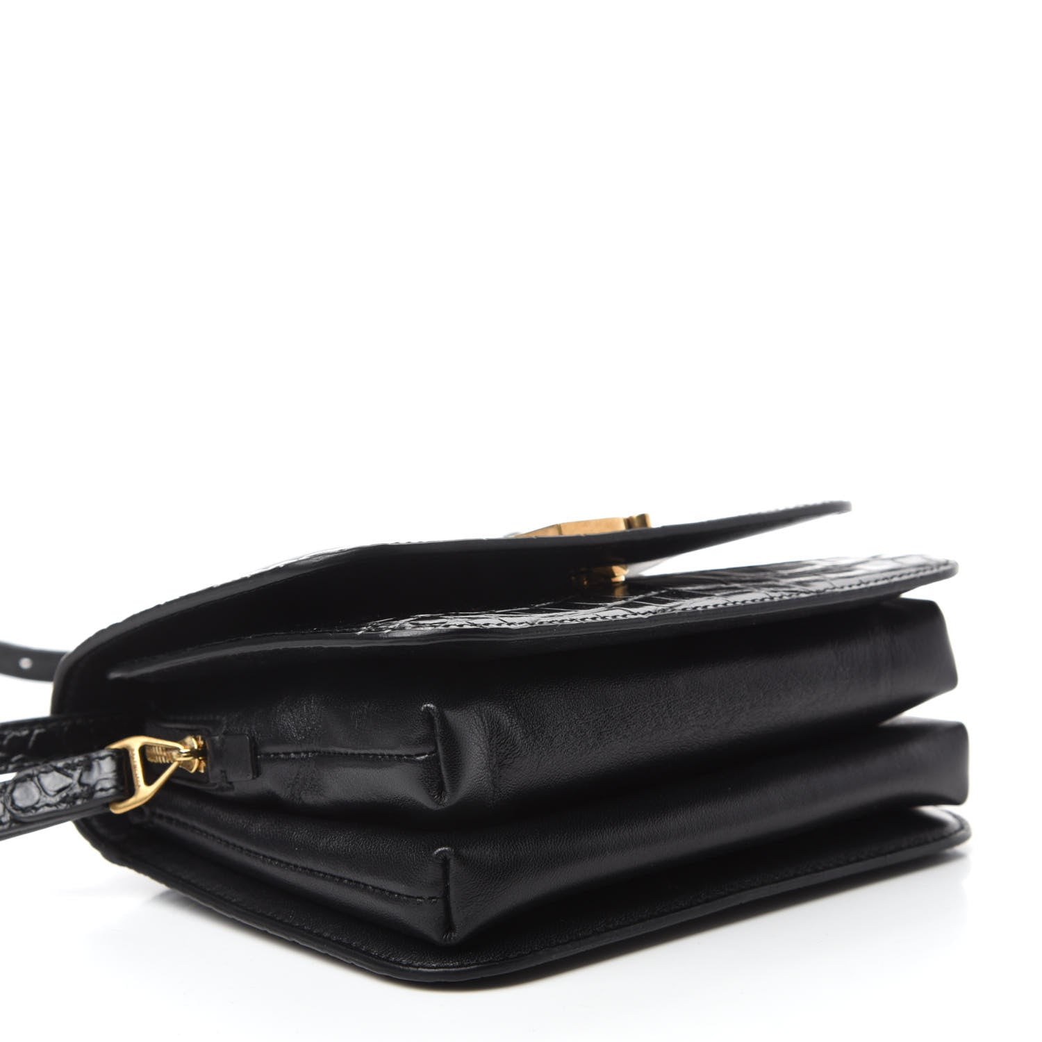 Balenciaga Shiny Calfskin Crocodile Embossed Small B Bag Black 4 of 10