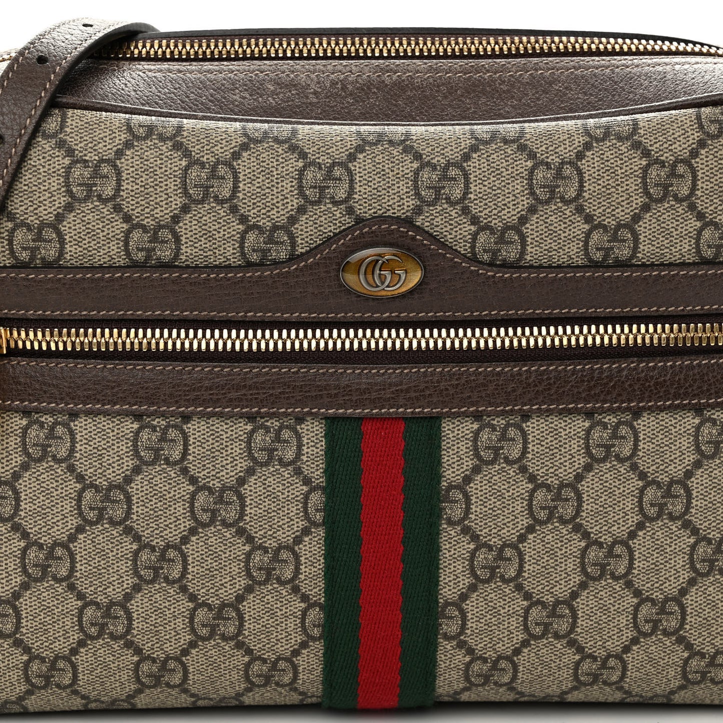 GG Supreme Monogram Web Small Ophidia Shoulder Bag Brown