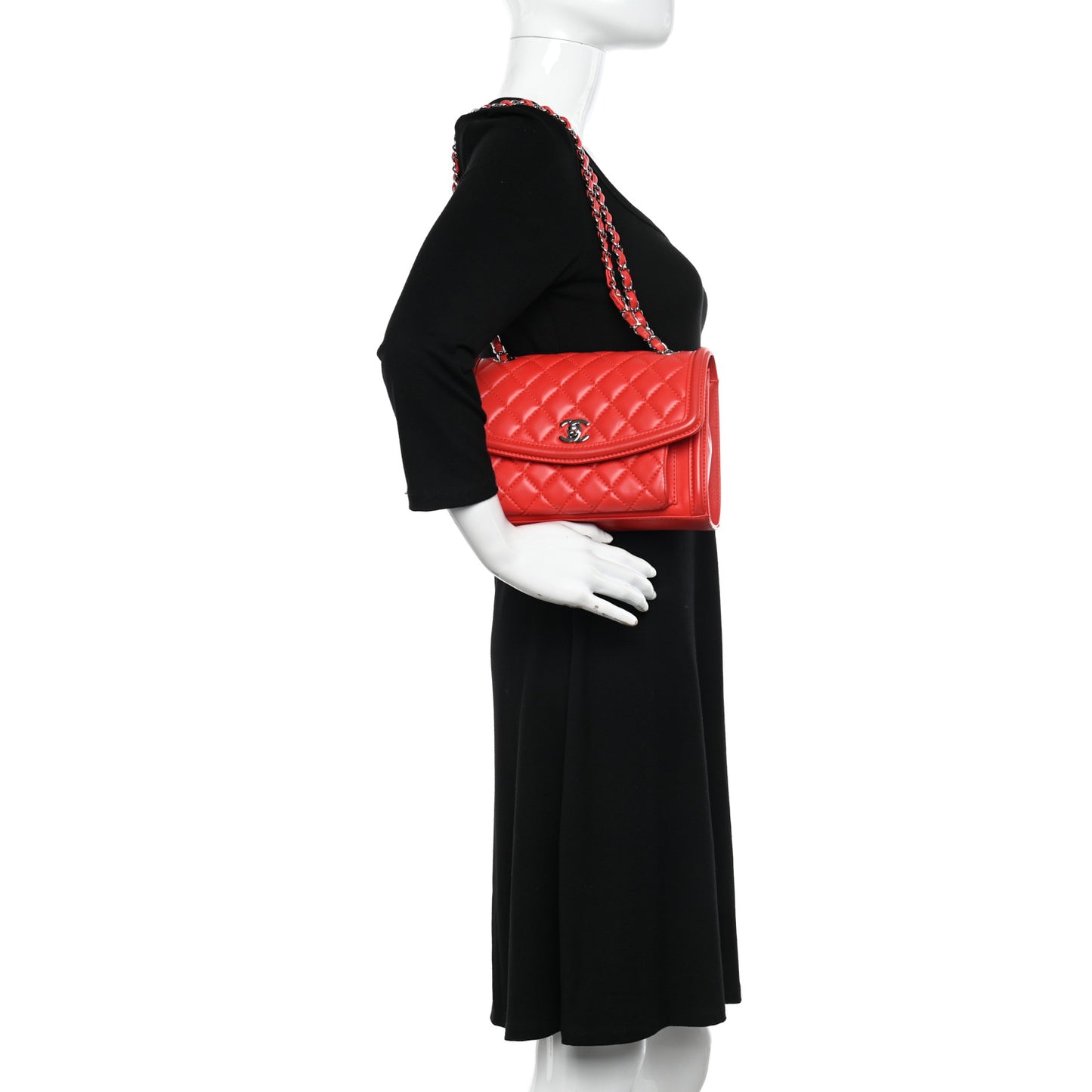 Lambskin Quilted Small Geometric Flap Red
