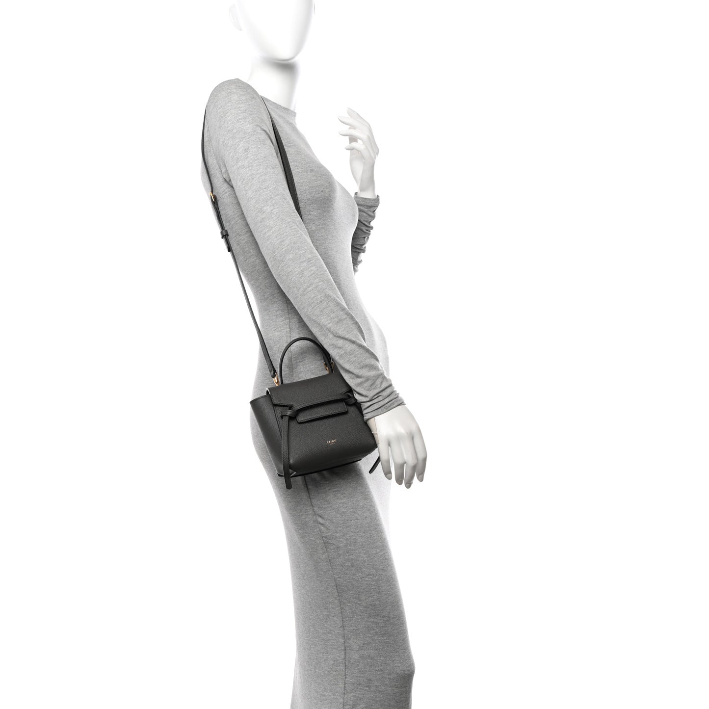Grained Calfskin Pico Belt Bag Grey