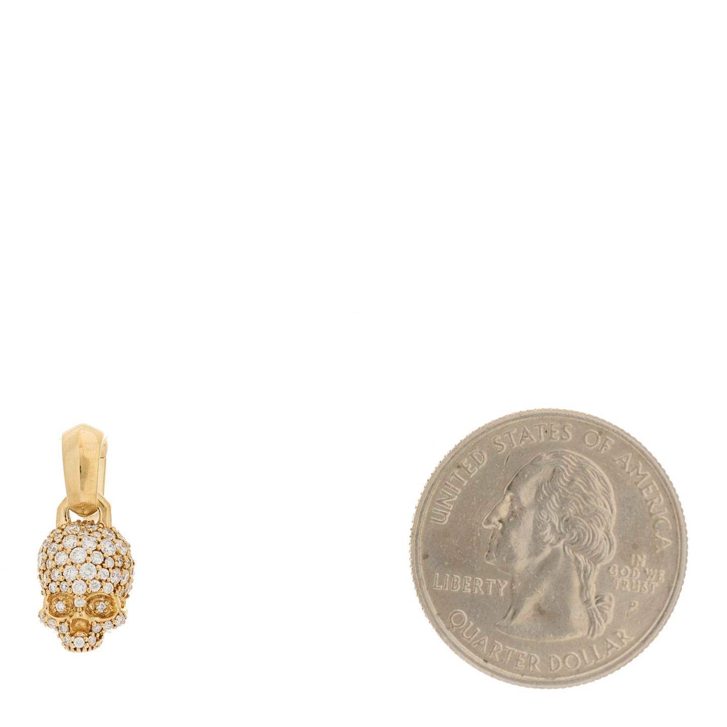 18K Yellow Gold Diamond Skull Amulet Pendant