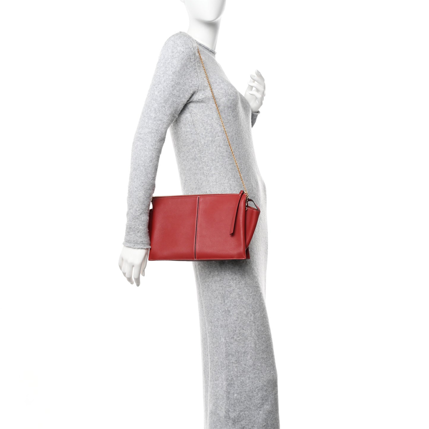 Supple Natural Calfskin Tri-Fold Clutch Red