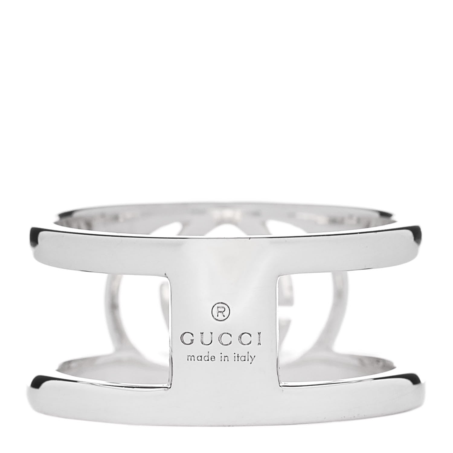 Gucci Sterling Silver 9mm Interlocking G Open Band Ring 50 5.5 3 of 4