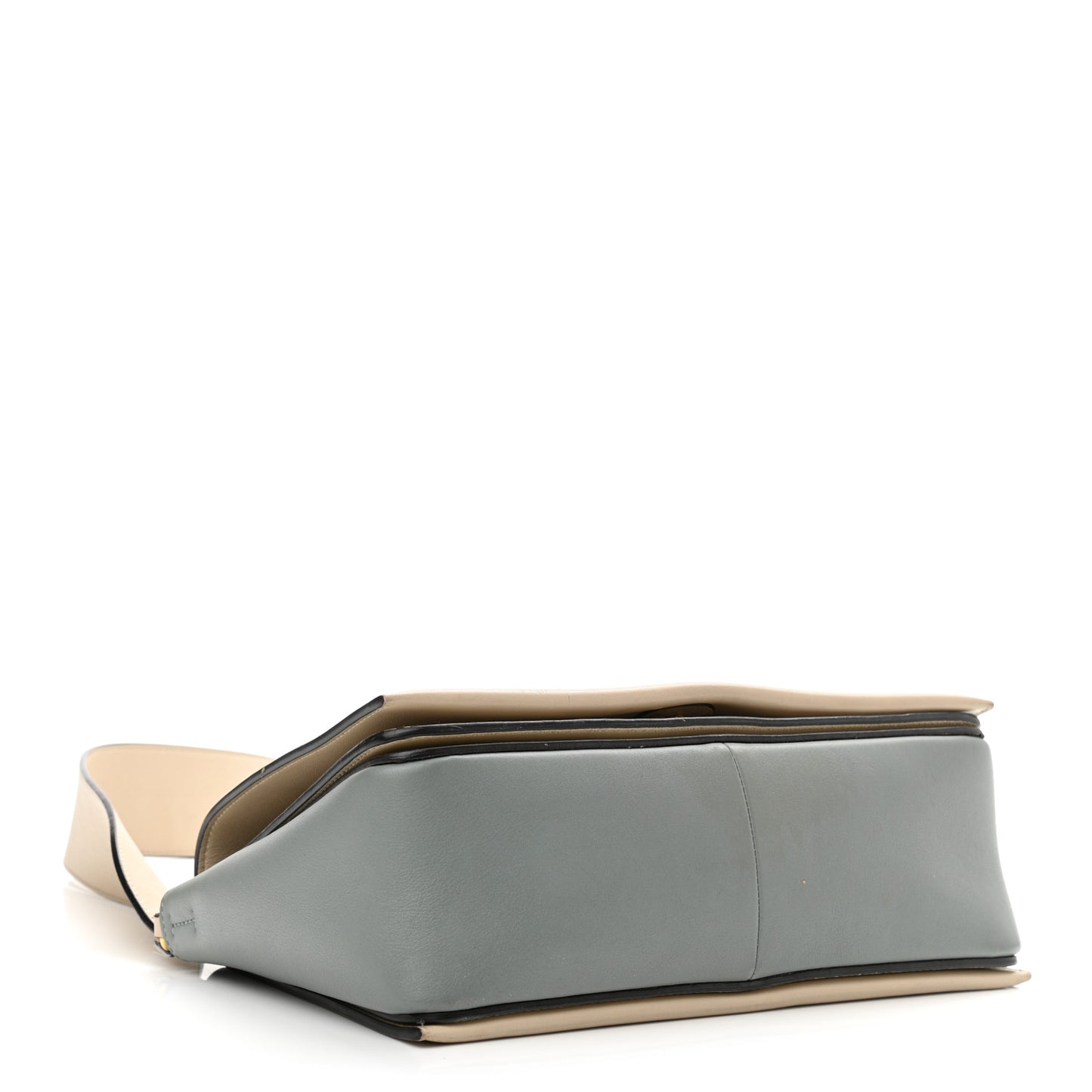 Shiny Smooth Calfskin Medium Frame Shoulder Bag Grege Storm