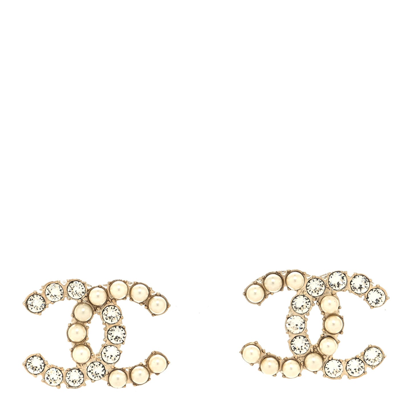 Crystal Pearl CC Dazzling Domino Earrings Gold