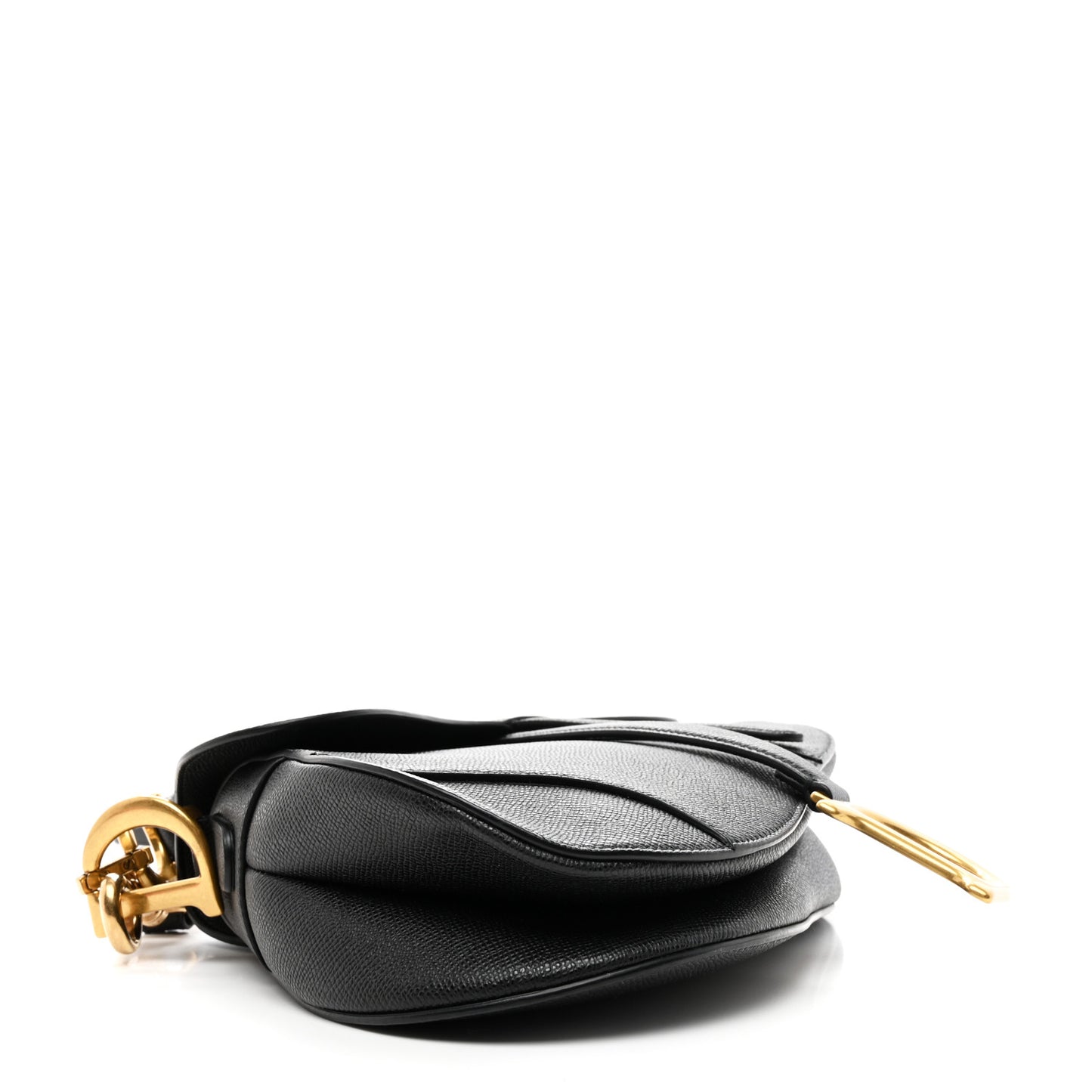 Grained Calfskin Saddle Bag With Strap Black