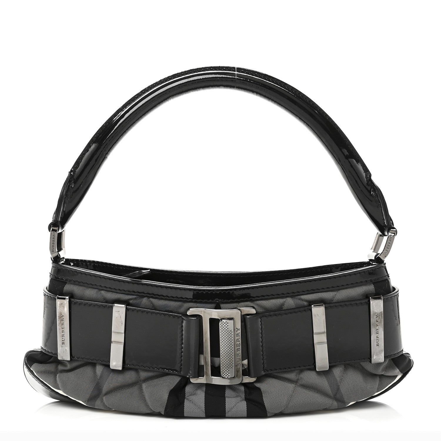 Burberry Patent Smoked Check Quilted Small Beaton Black 1840895