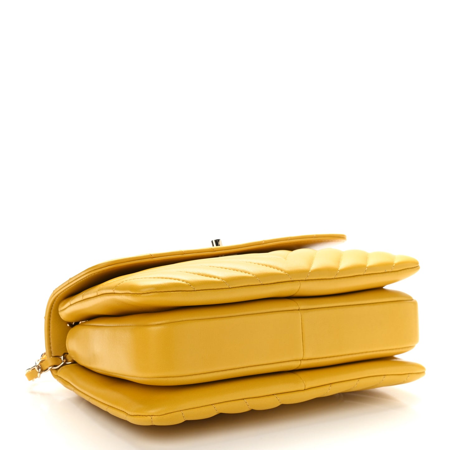 Lambskin Chevron Quilted Small Trendy CC Dual Handle Flap Bag Yellow