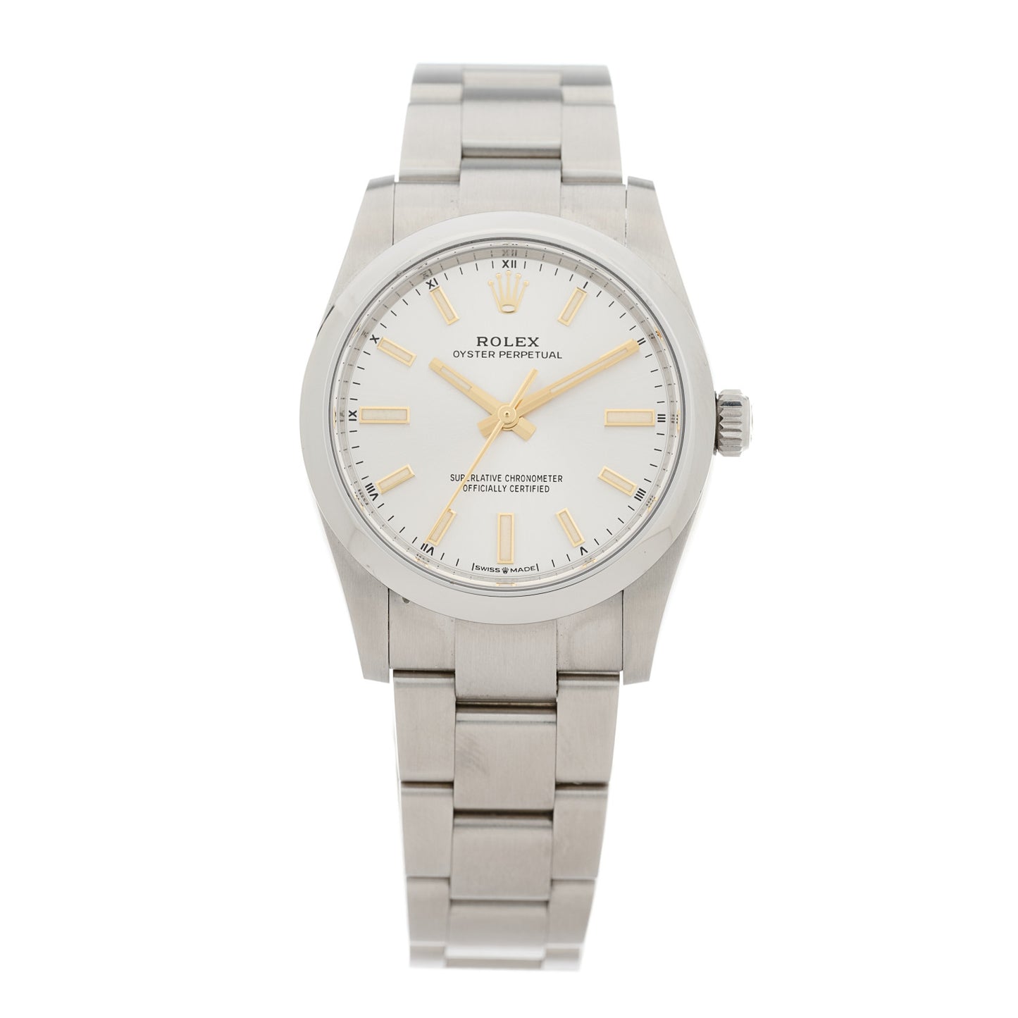 Stainless Steel 34mm Oyster Perpetual Watch Silver 124200