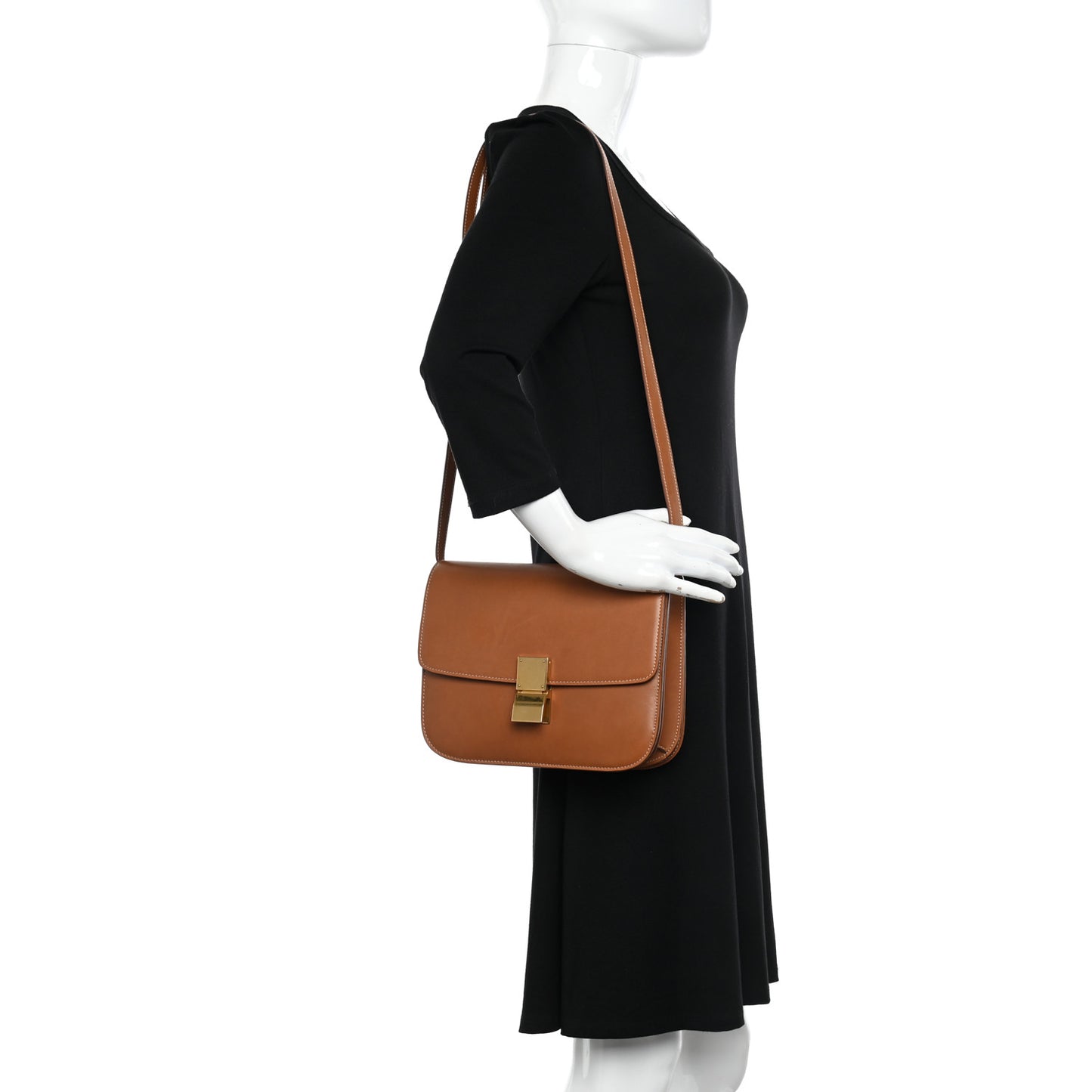 Natural Calfskin Medium Classic Box Flap Bag Tan