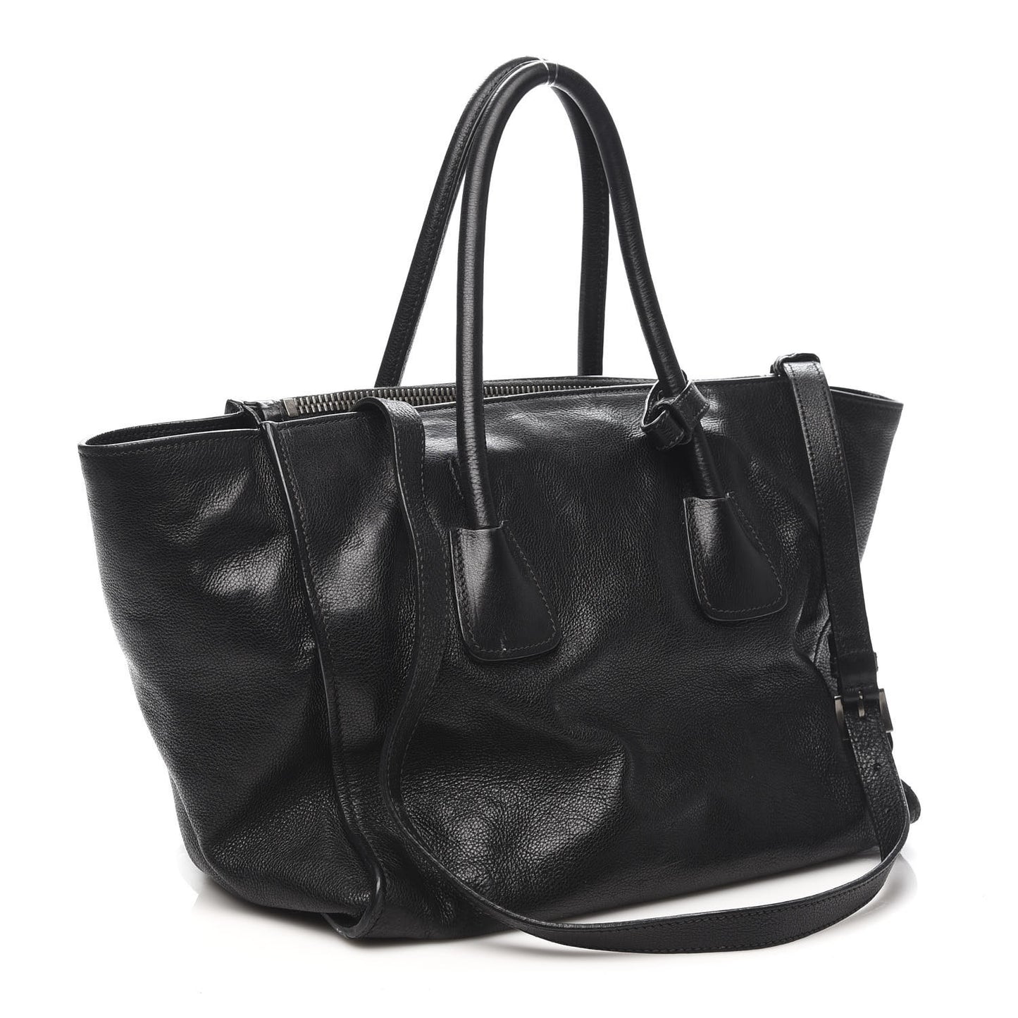 Glace Calf Twin Pocket Tote Black