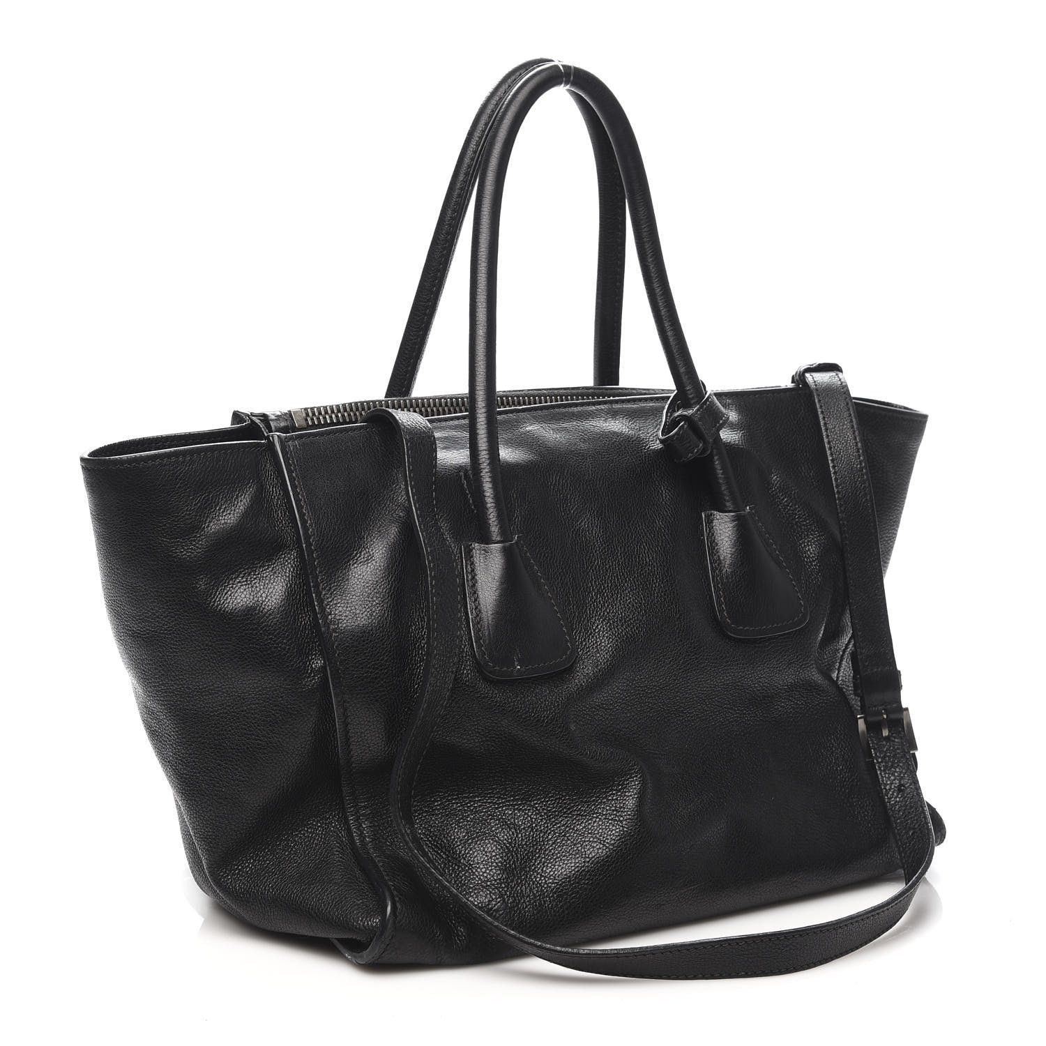 Prada Glace Calf Twin Pocket Tote Black 3 of 14