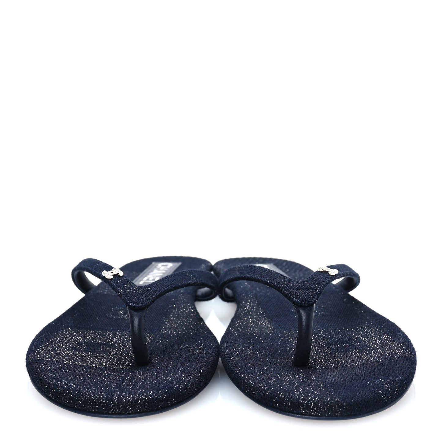 Velvet Crystal CC Thong Sandals 39 Dark Blue