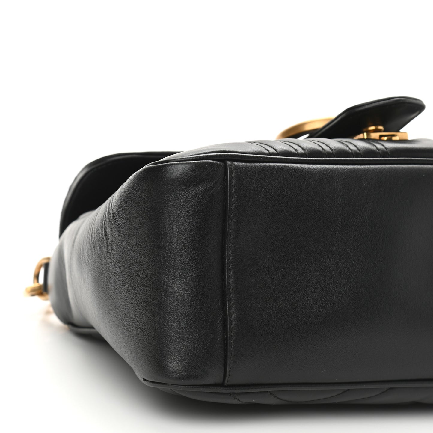 Calfskin Matelasse Small GG Marmont Top Handle Shoulder Bag Black