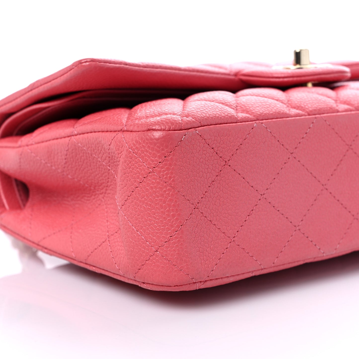 Metallic Caviar Quilted Medium Double Flap Pink