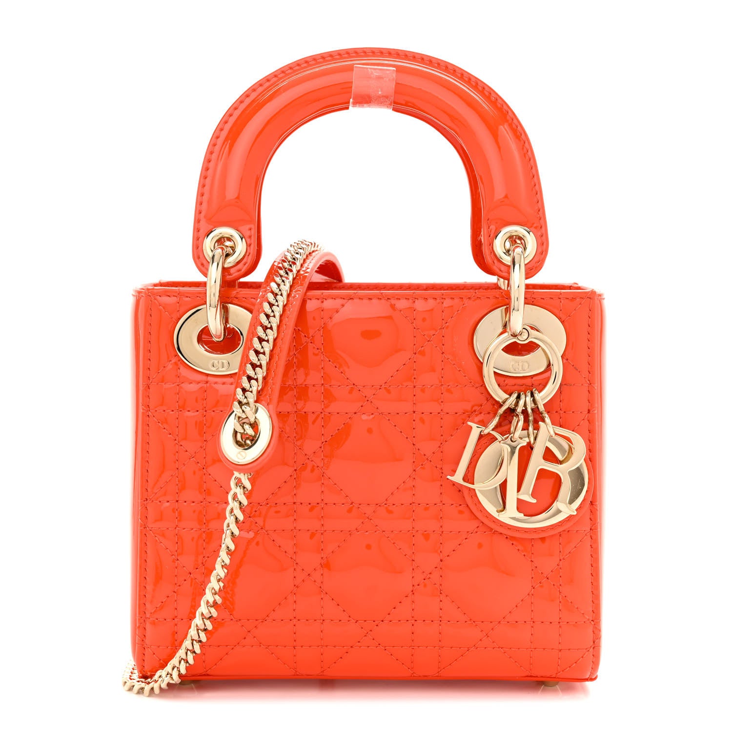 CHRISTIAN DIOR フリスビー 赤　オレンジ Christian Dior Patent Cannage Mini Lady Dior Orange 1502137