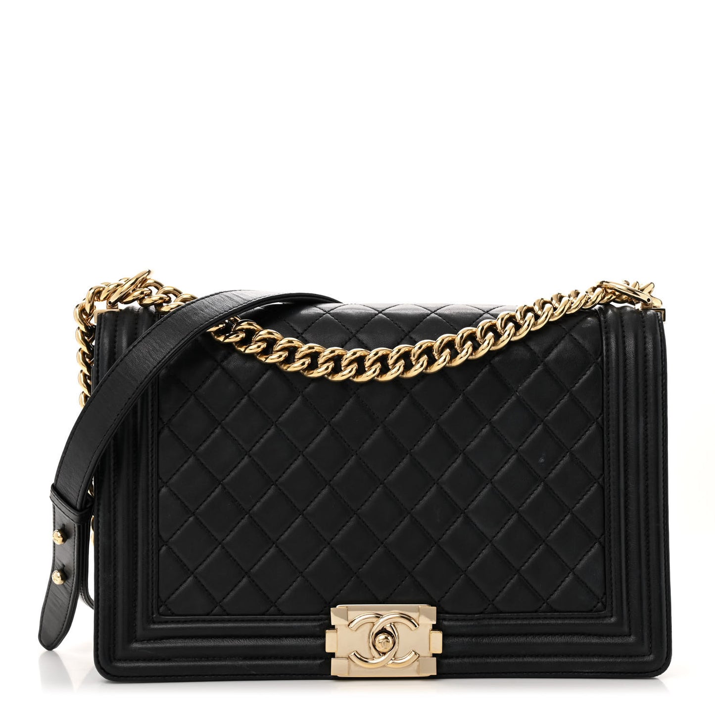 Lambskin Quilted New Medium Boy Flap Black
