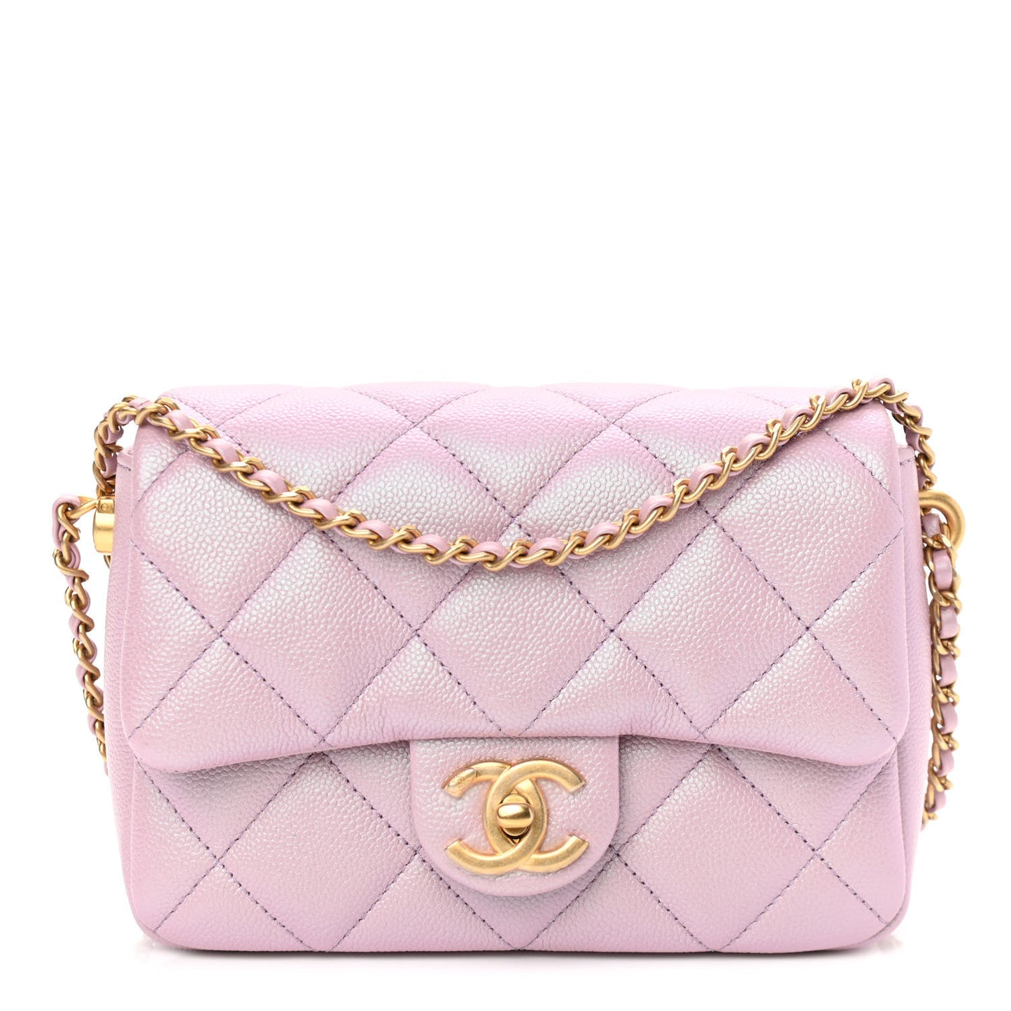 Iridescent Caviar Quilted Mini My Perfect Flap Pink