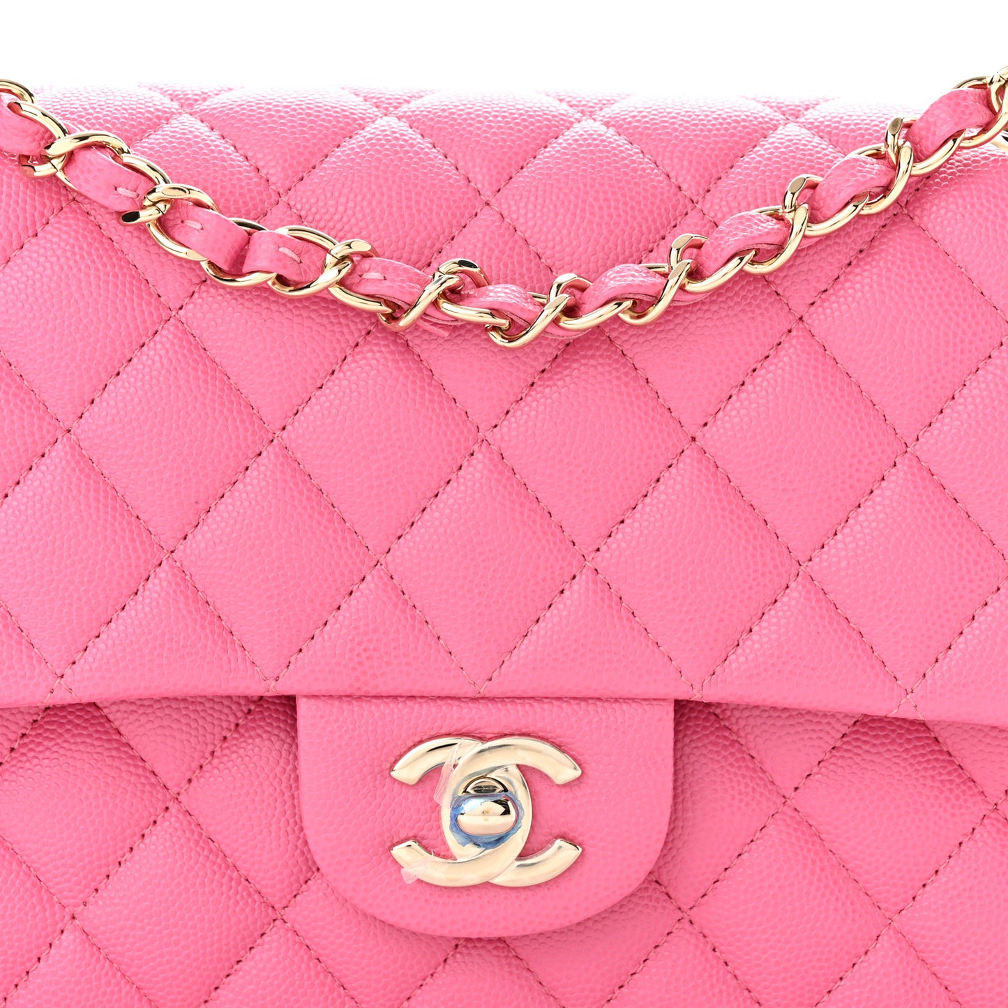 Caviar Quilted Medium Double Flap Pink