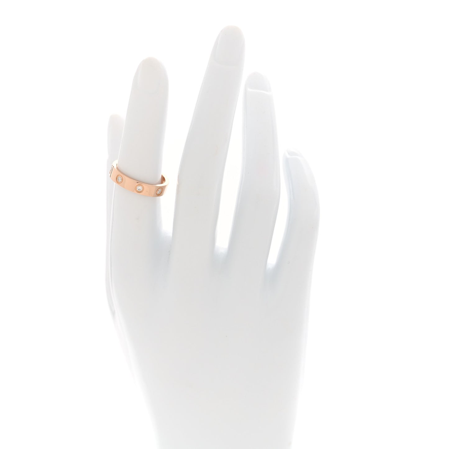 18K Pink Gold 8 Diamond 4mm LOVE Wedding Band Ring 51 5.75