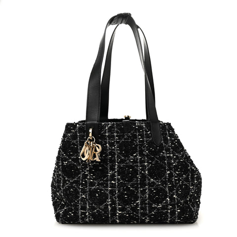 Calfskin Tweed Cannage Medium Toujours Black White