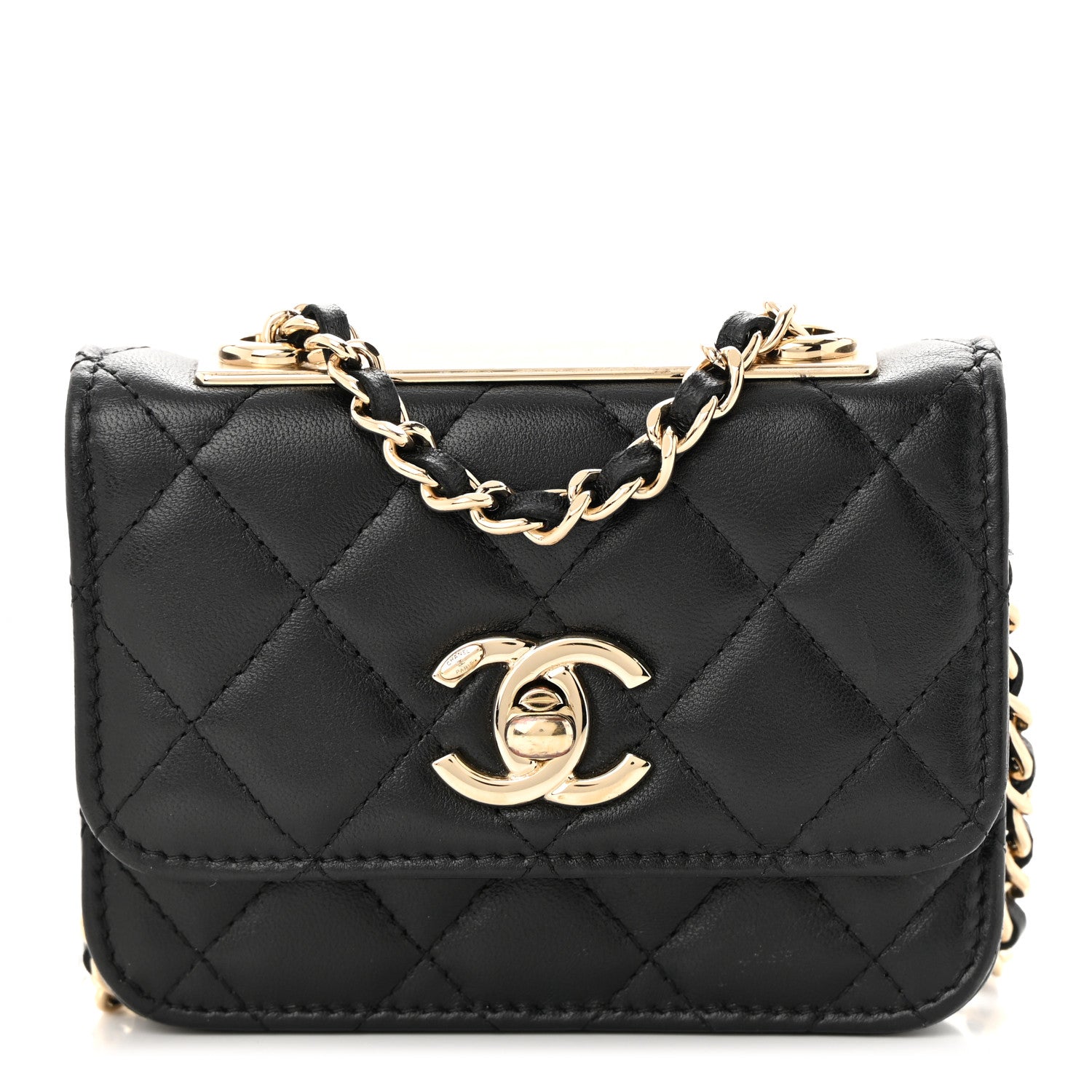 Chanel Lambskin Quilted Trendy CC Card Holder On Chain Black 1 of 11