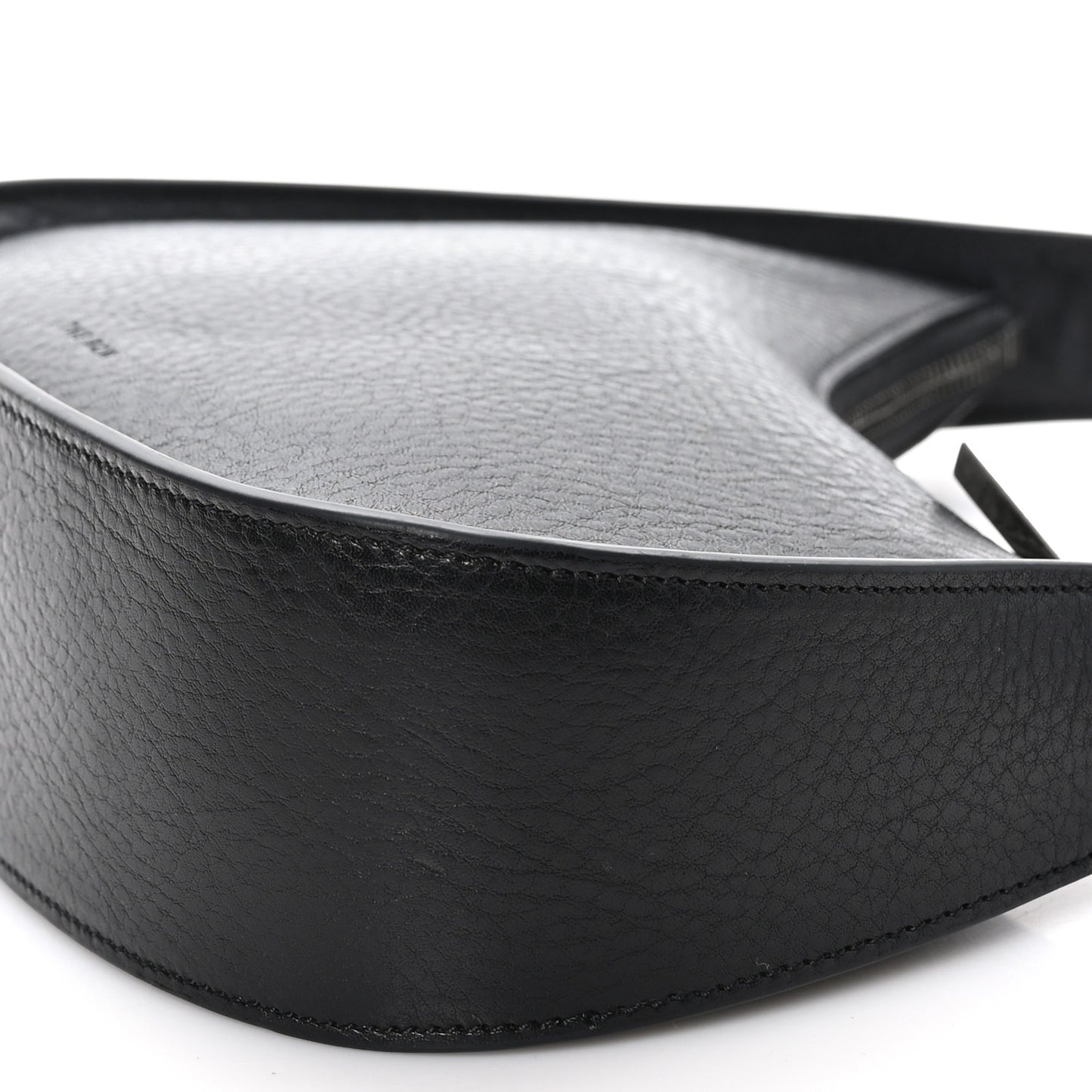 Grained Calfskin Half Moon Shoulder Bag Black