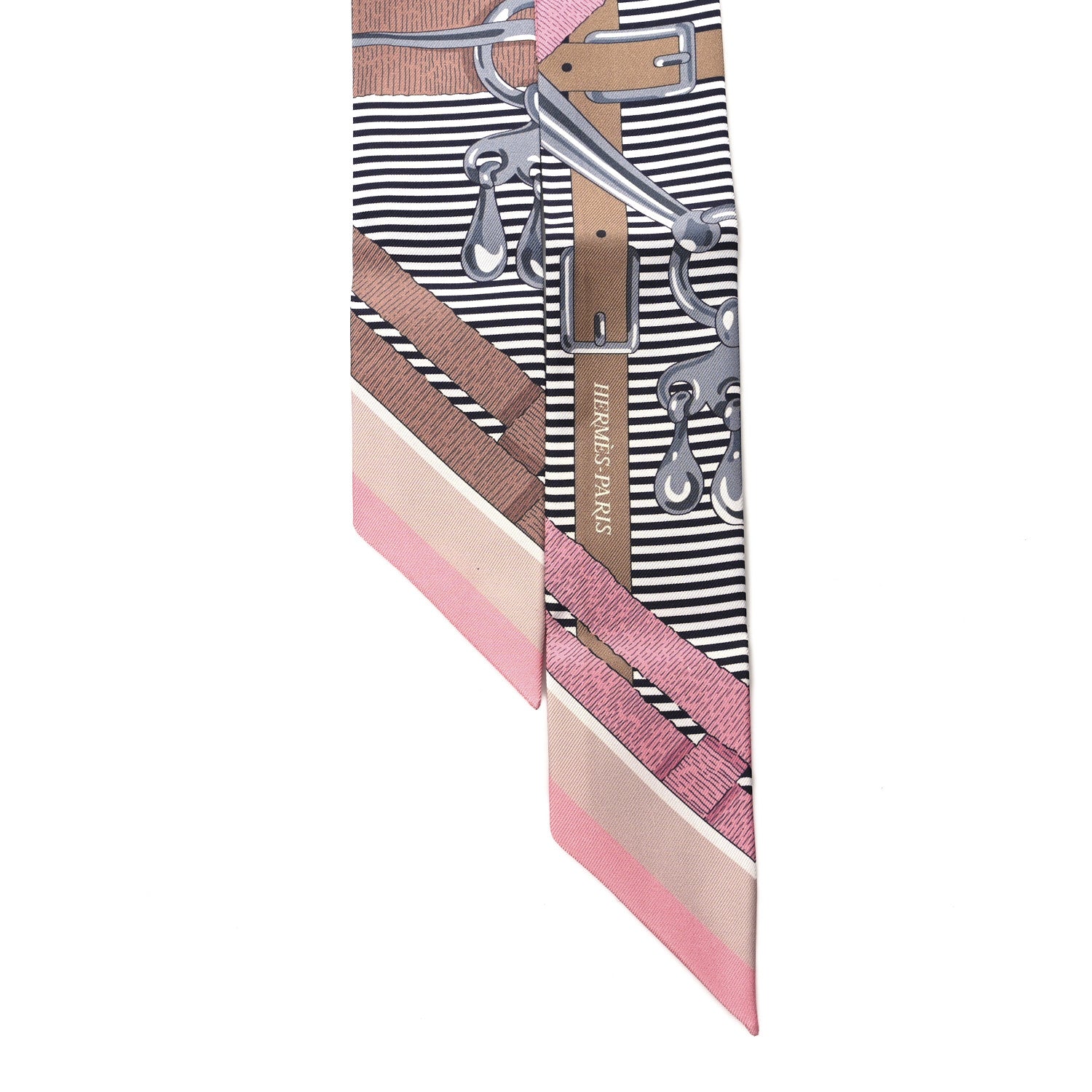 Hermes Silk Mors A Jouets Chemise Twilly Vieux Rose Gris Camel 2 of 3