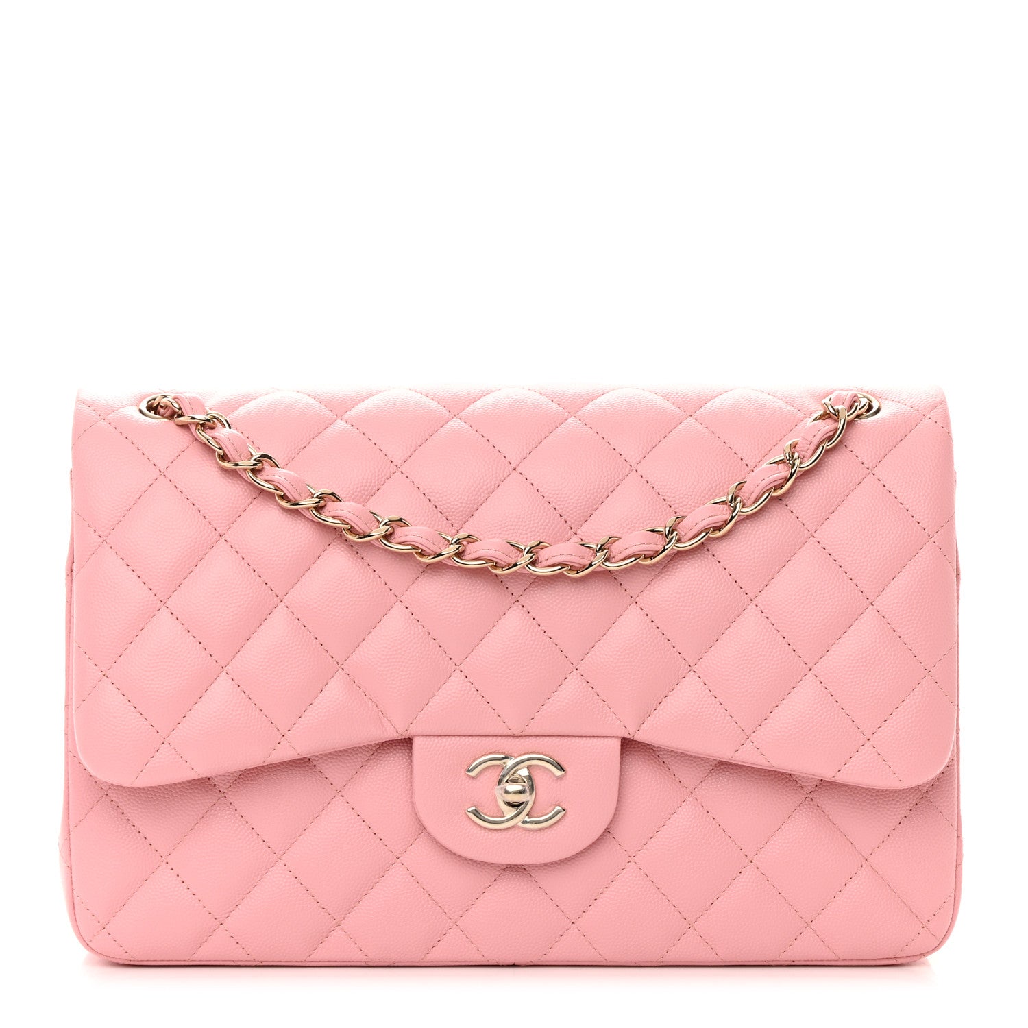 Chanel Caviar Quilted Jumbo Double Flap Pink 1 of 12